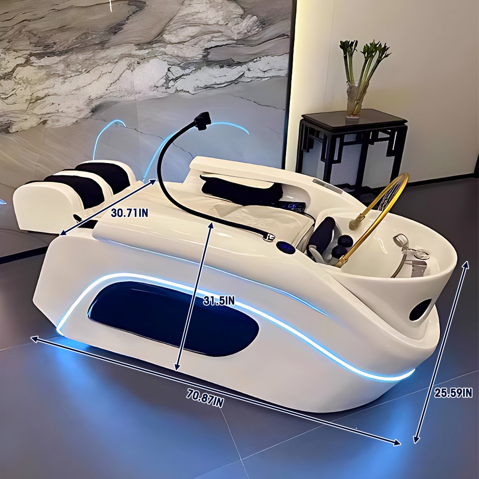 Black & White Full Body Massage Head Spa Bed XTC511 - Plumbed