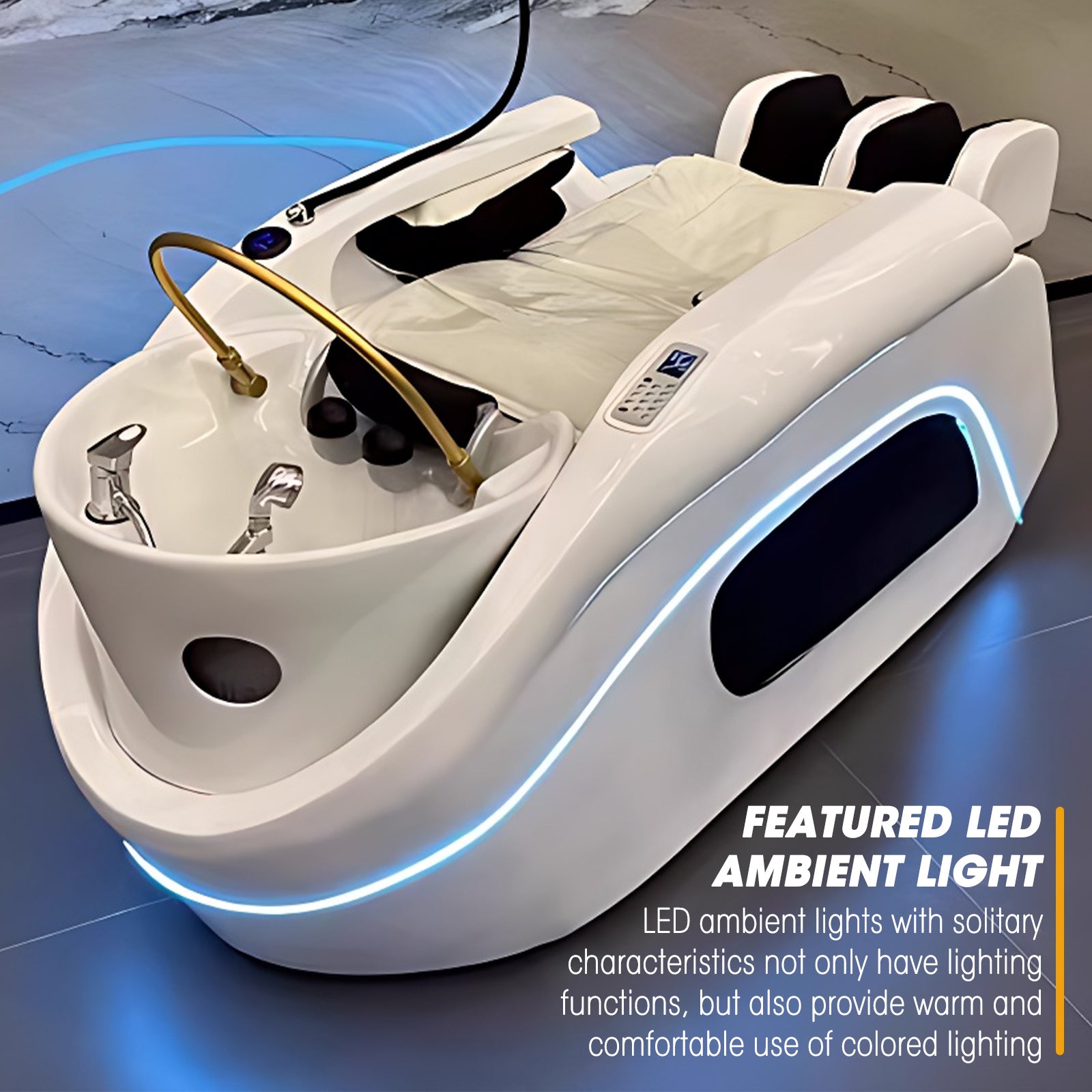 Black & White Full Body Massage Head Spa Bed XTC511 - Plumbed