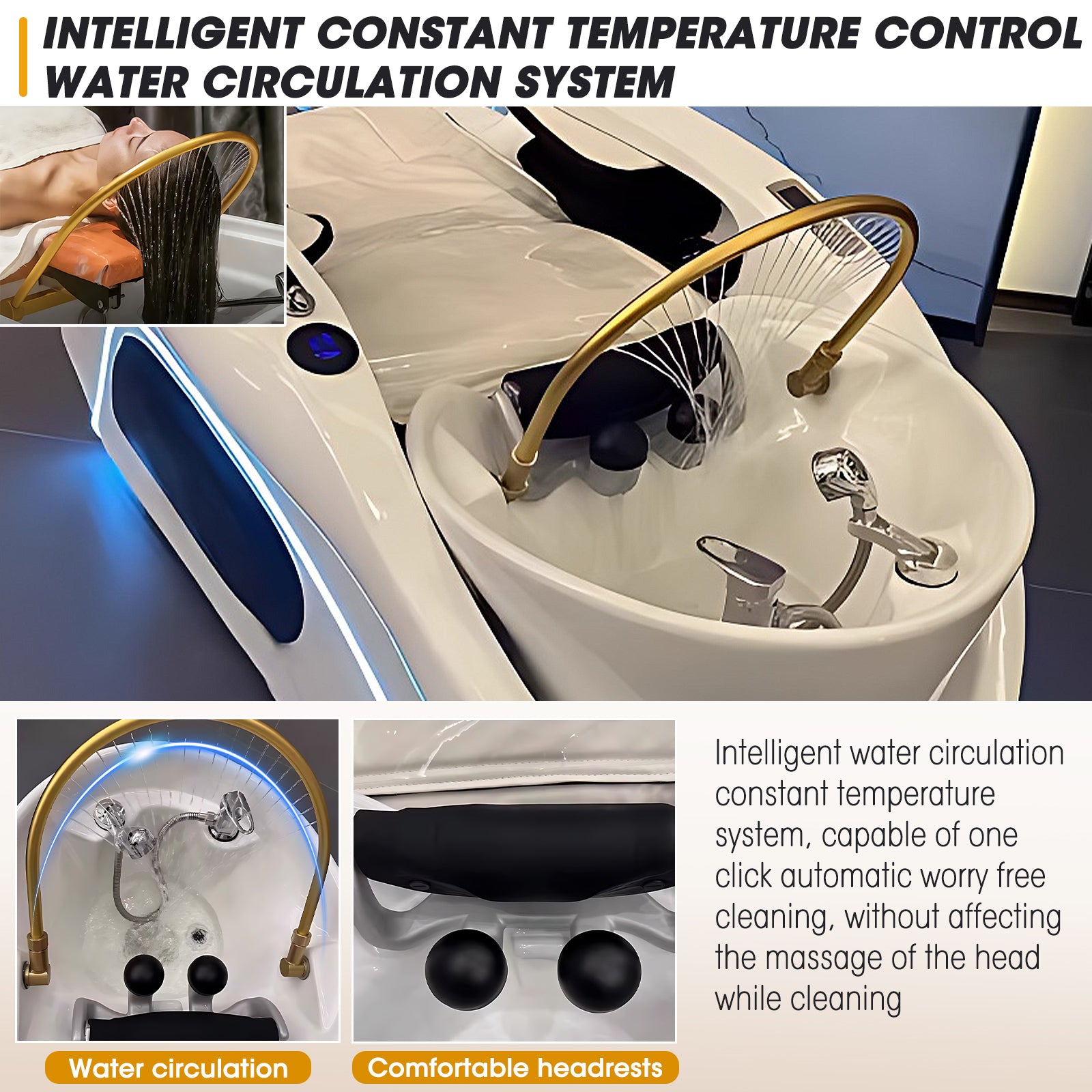 Black & White Full Body Massage Head Spa Bed XTC511 - Plumbed