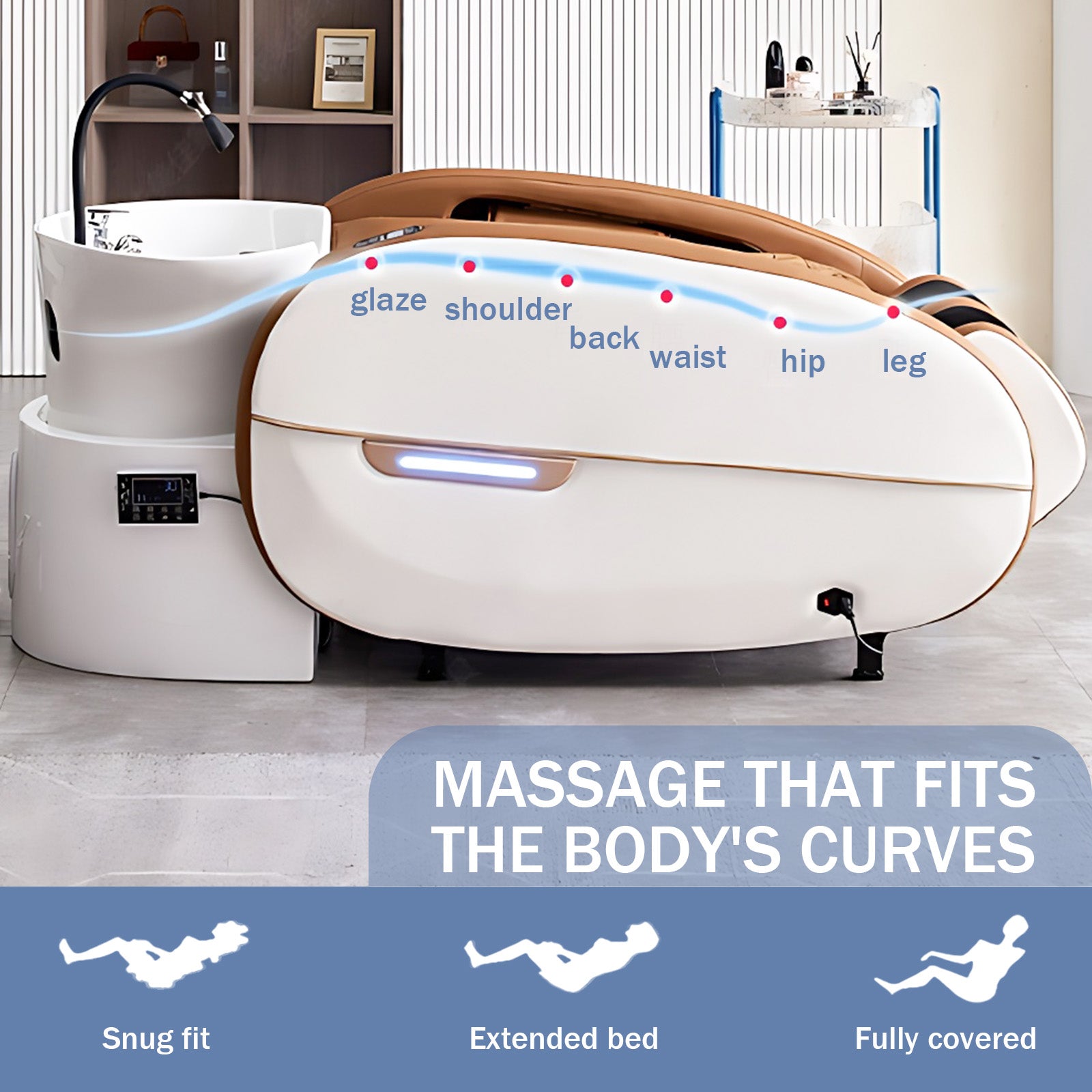 Plumbed Lux Salon Spa Full Body Massage Head Spa Bed XTC908