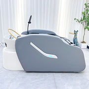 Elegant Gray Leather Shampoo Bed with Smart Massage and Constant Temperature System