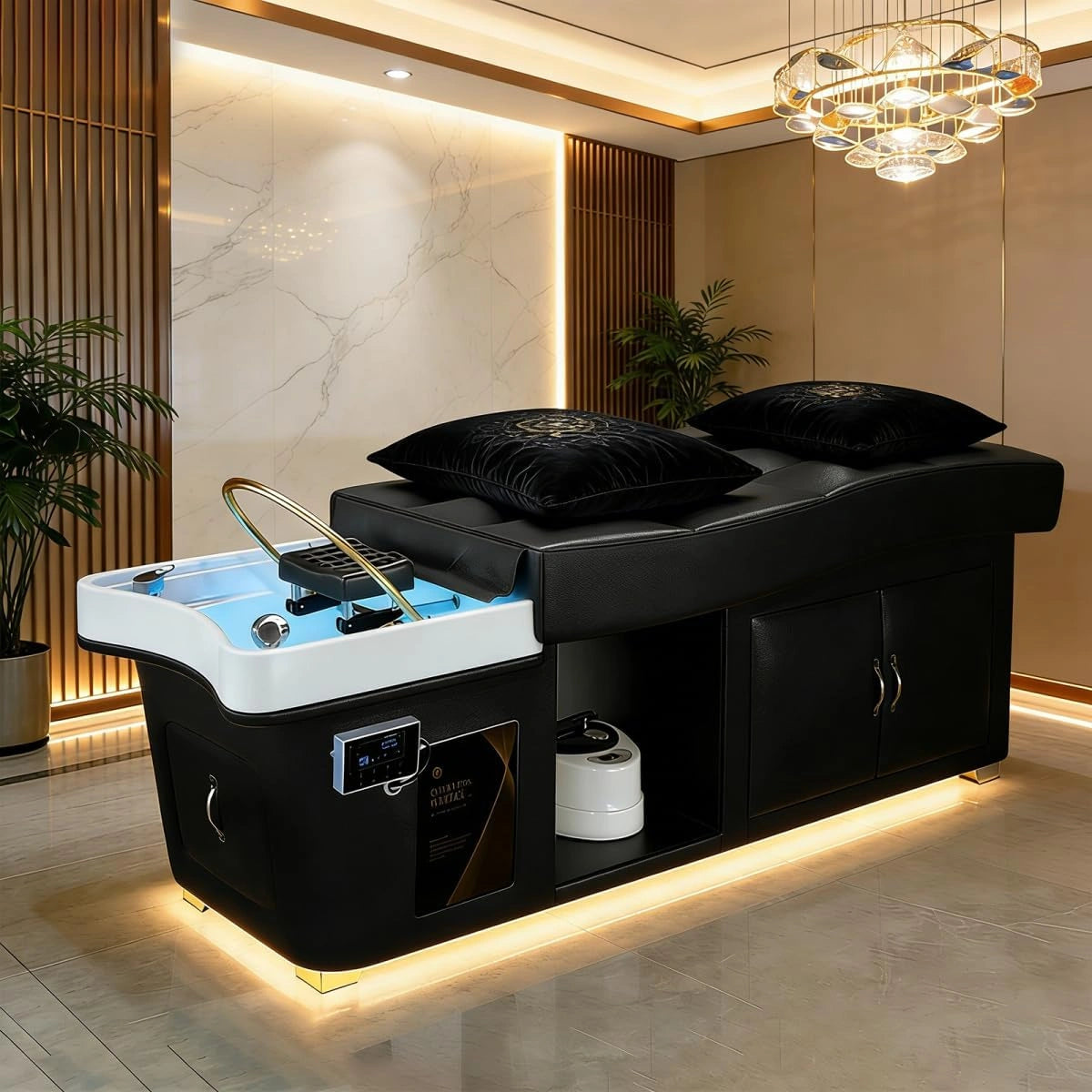 Black Head SPA Shampoo Bed Includes Steam Therapy LXT1071