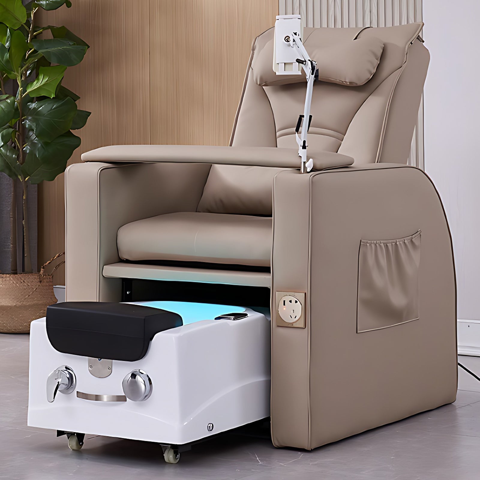 Spa Chair Massage Pedicure Chair Warm Khaki Minimalist Design