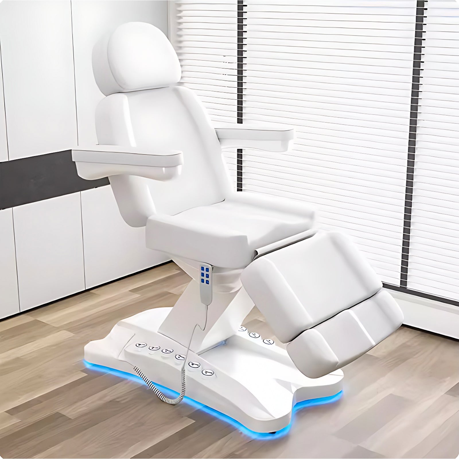 Electric Massage Table with White Strip Ambient Light Design Spa Beauty Bed Includes Comfortable Headrest and Armrest for Beauty Salon