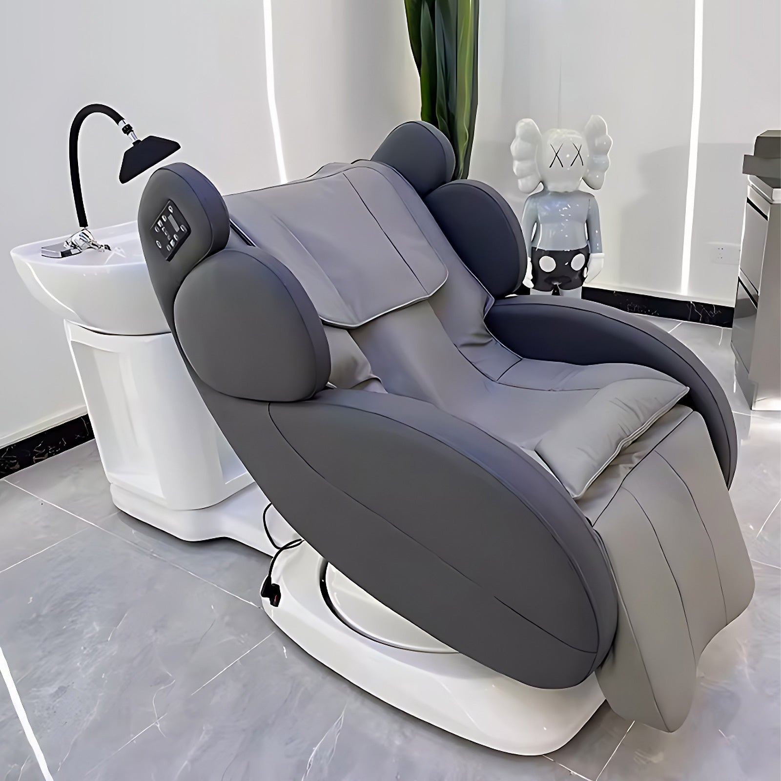 Rotating Salon Shampoo and Massage Bed Multi-functional Grey Design