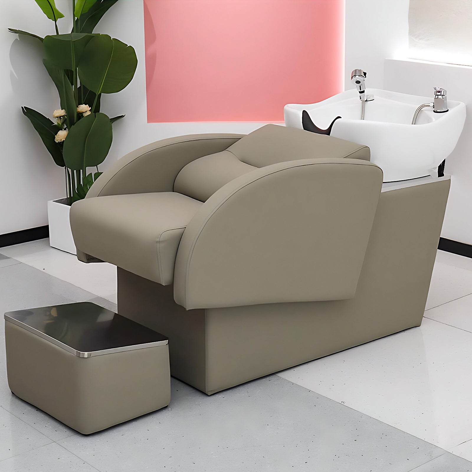 Hair Spa Salon Shampoo Bed Ceramic Basin SL Curve Foot Pedal