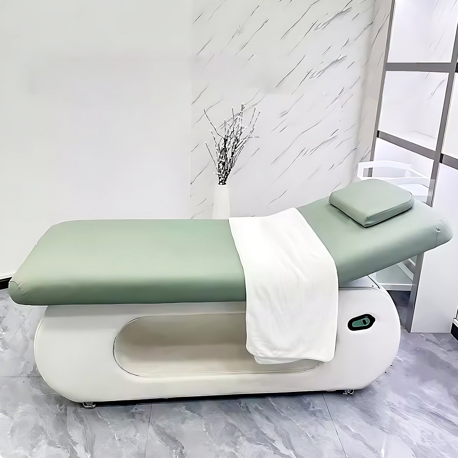 Electric Adjustable Green Massage Table Bed with Storage Space