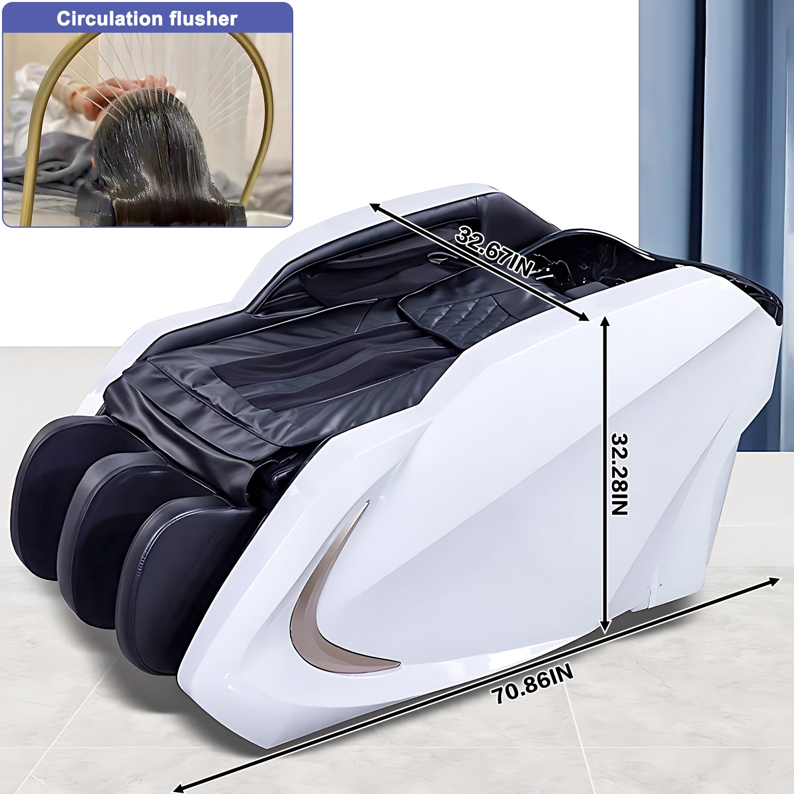 Plumbed Smart Shampoo Bed with Full Body Massage & Adjustable Leg Support XTY137