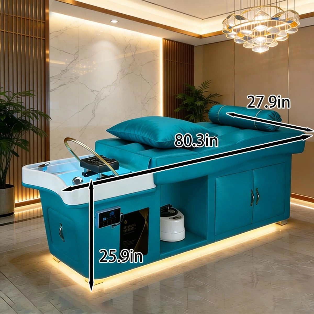 Blue Head SPA Shampoo Bed Turquoise and White Color Scheme LXT1090