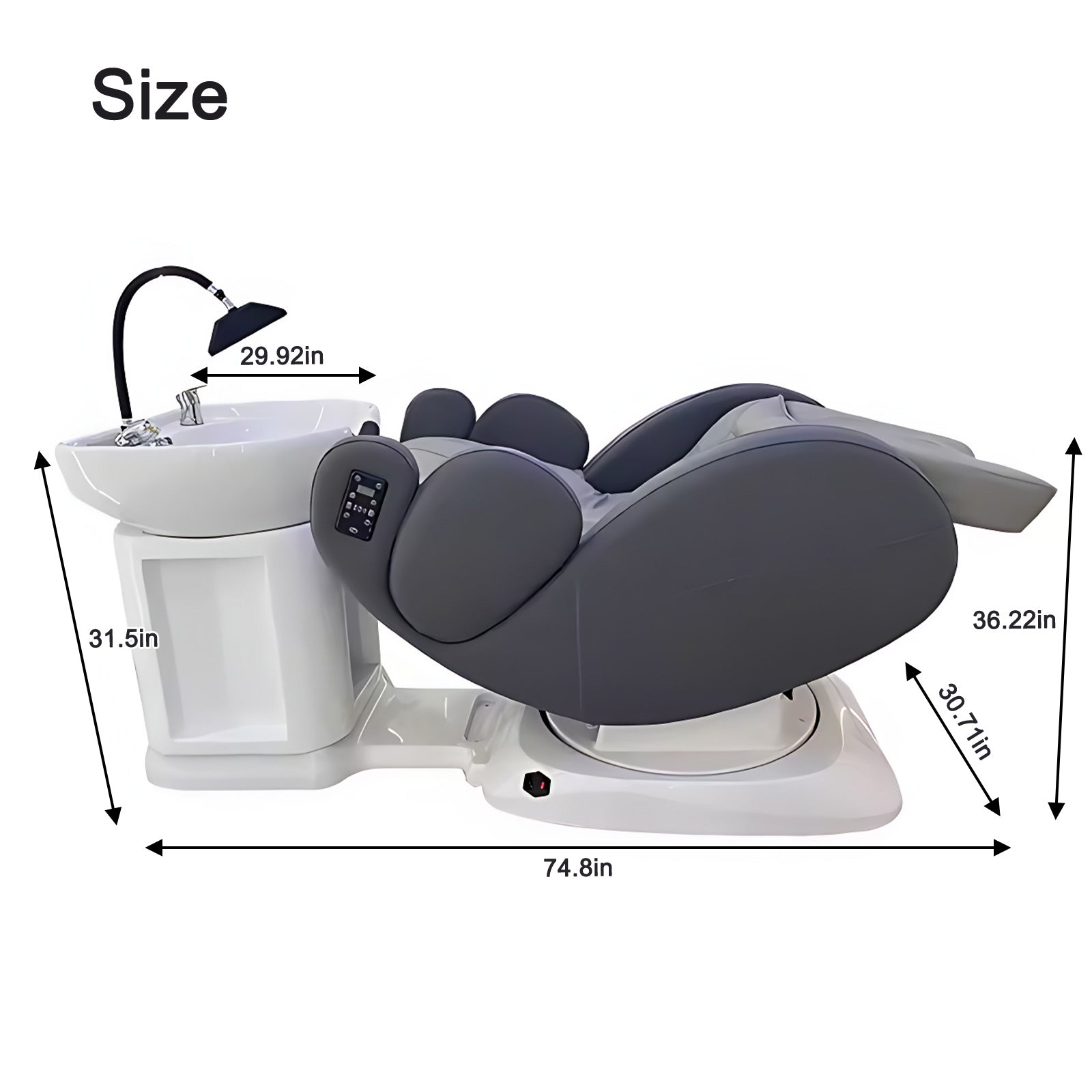 Rotating Salon Shampoo and Massage Bed Multi-functional Grey Design