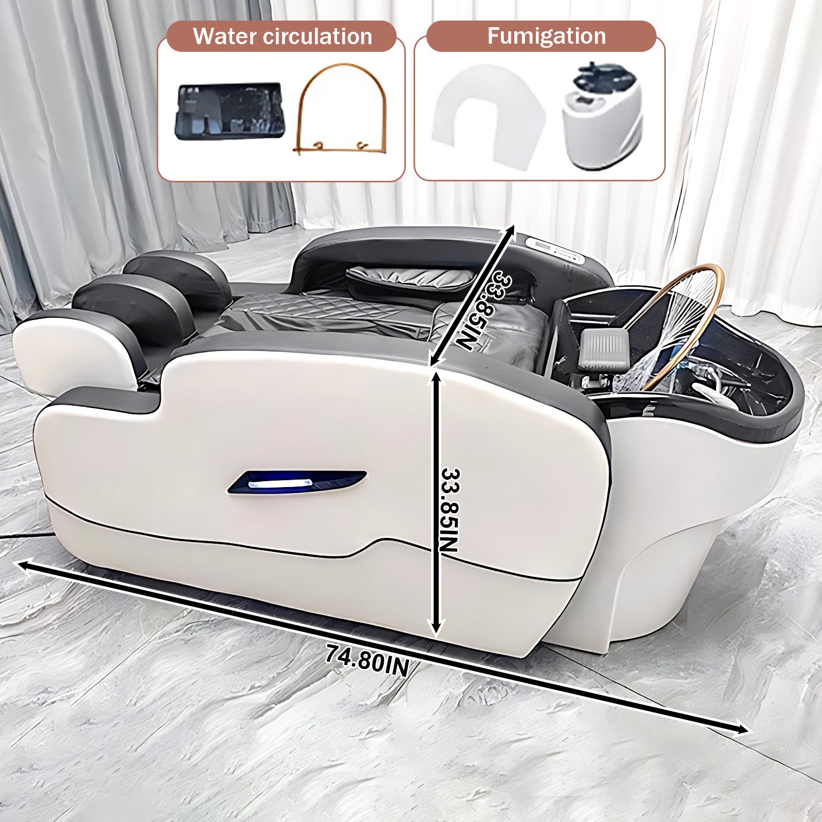 Intelligent Full Massage Head Spa Bed Hair Salon with Water Cycle Fumigation