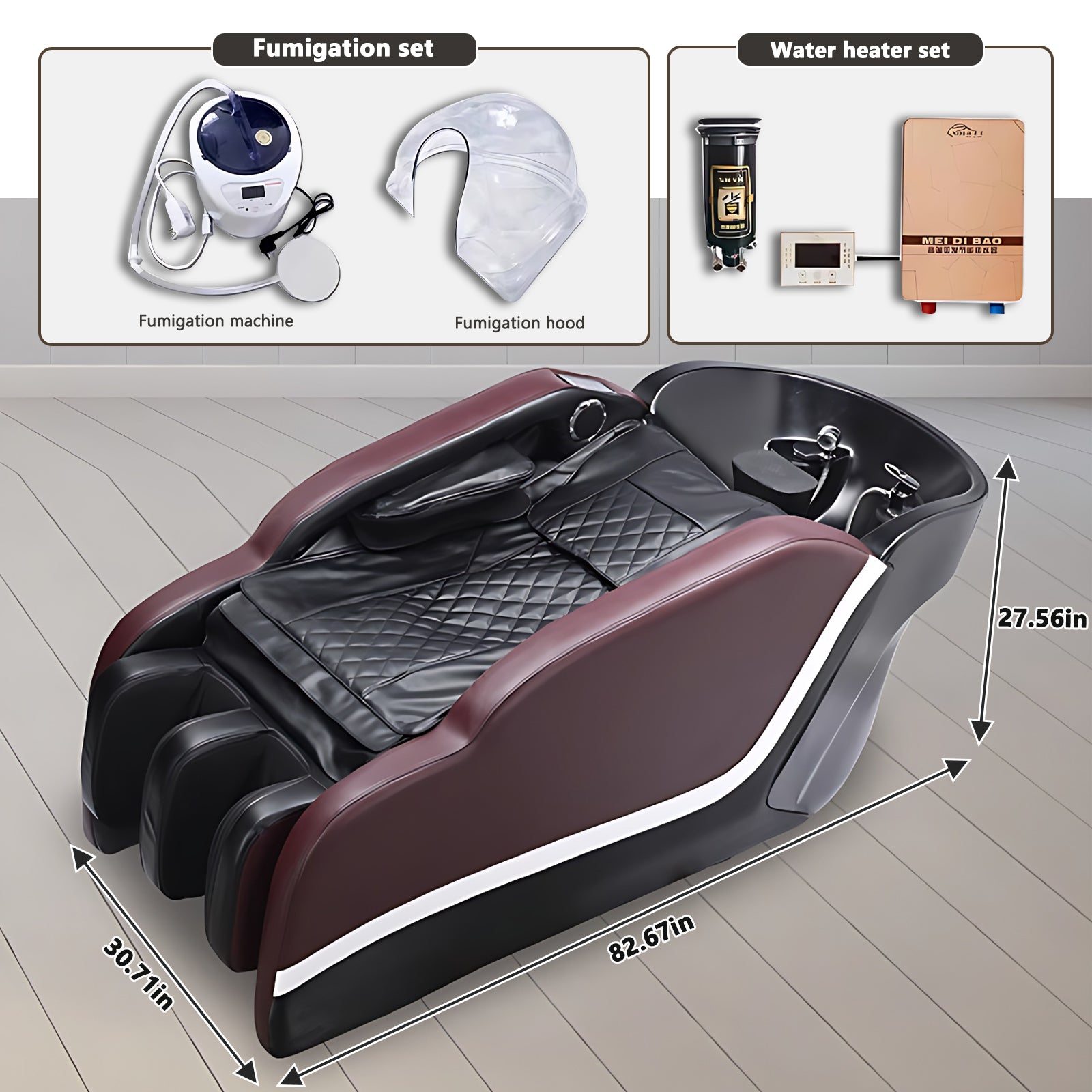 Electric Shampoo Bed Equipped with Shampoo Basin and Multifunctional Shampoo Massage Table