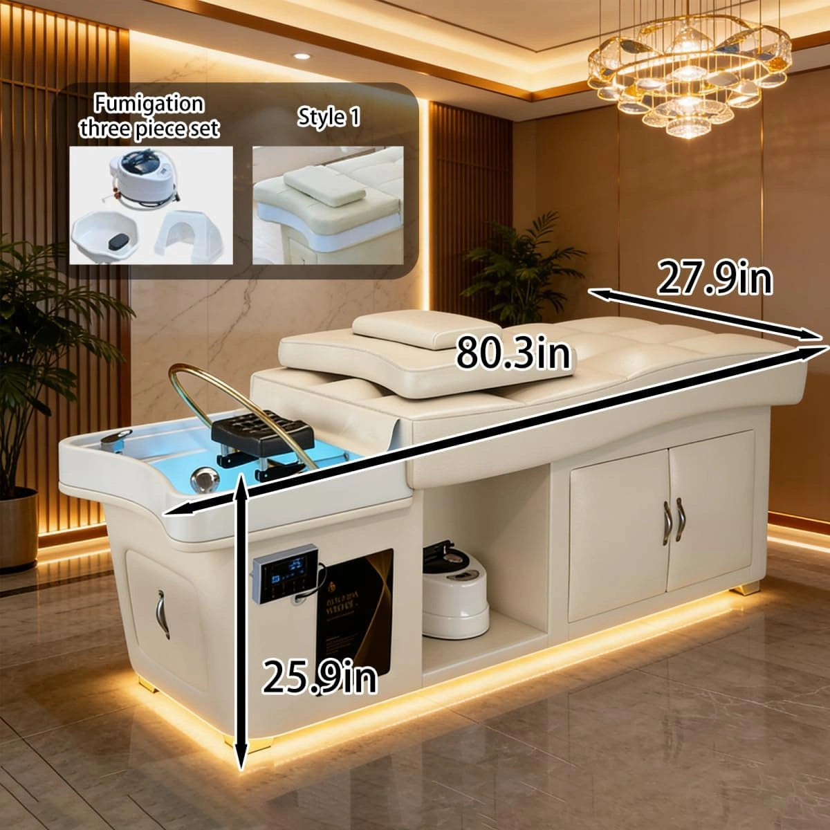 White Head SPA Shampoo Bed Includes Steam Therapy LXT1065