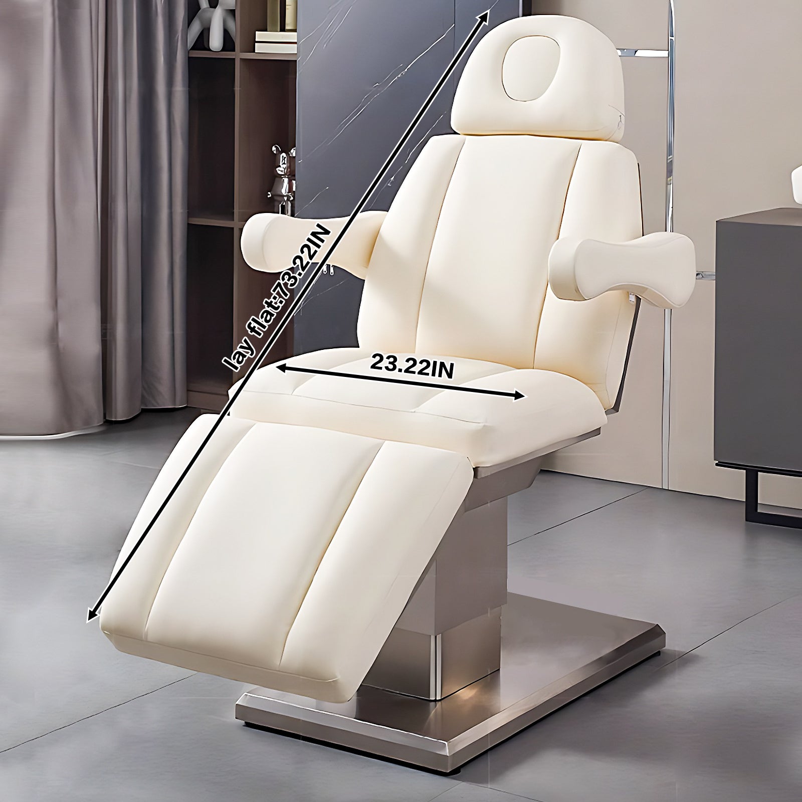 Multi-Angle Adjustment Facial Beauty Chair Adjustable Armrest and Pillow with Bed Heating