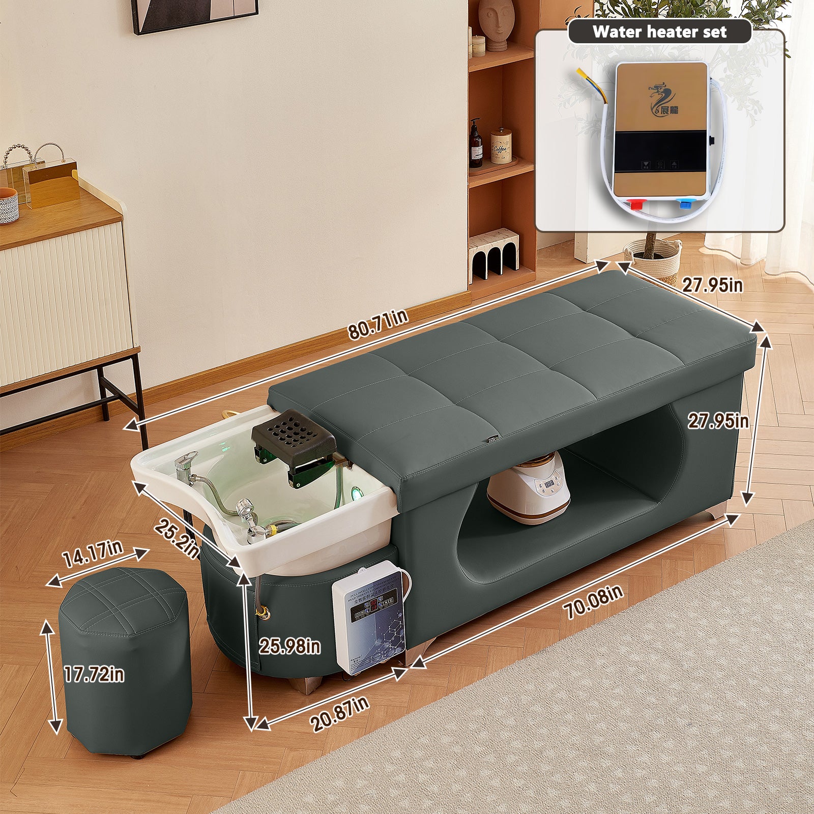 Salon Multi-functional Thai Style Shampoo Bed Fumigation Heater and Water Circulation