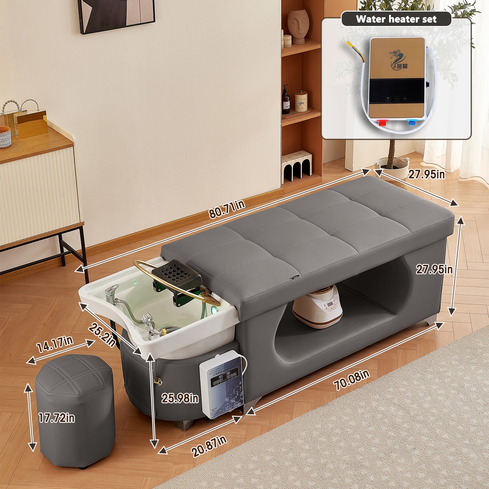 Salon Multi-functional Thai Style Shampoo Bed Fumigation Heater and Water Circulation