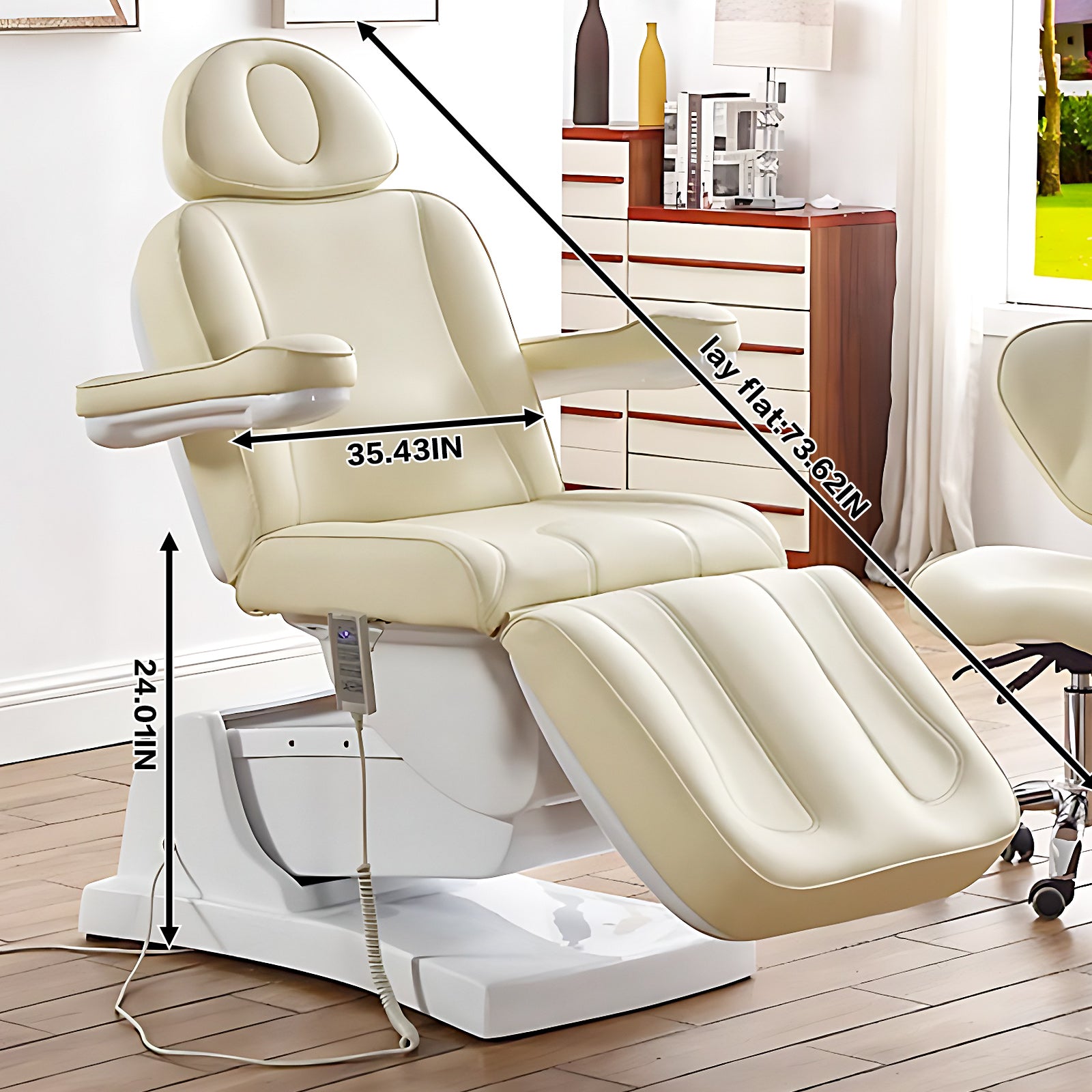 Electric Spa Facial Beauty Chair Multi-angle Adjustment Beige Minimalist Style