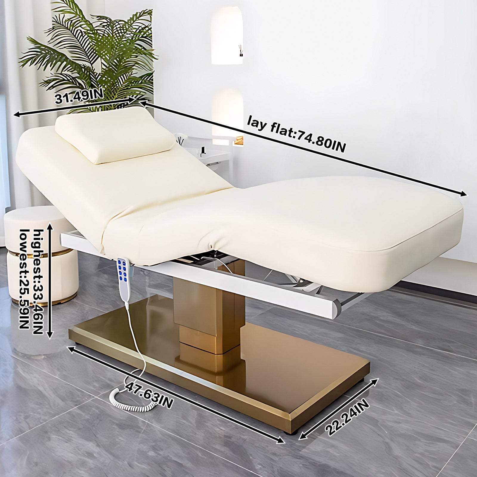 Electric Massage Table with White Minimalist Style Includes One-Touch Heating