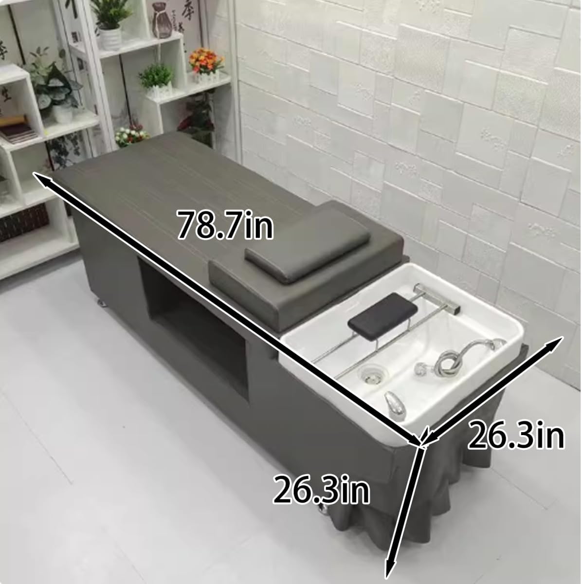 Gray Hair Spa Includes Fumigation & Storage Space Shampoo Bed LXT-1060