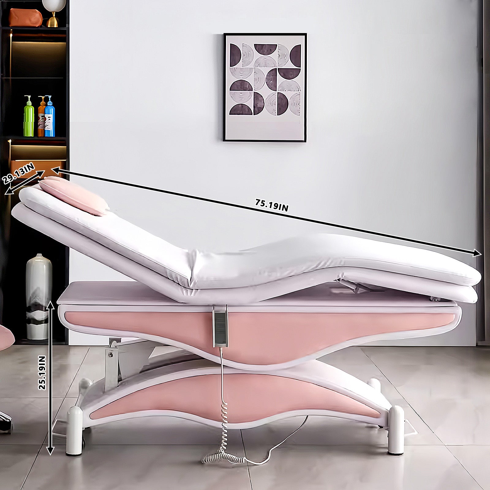 Electric Treatment Massage Table with Facial Beauty Bed Pink