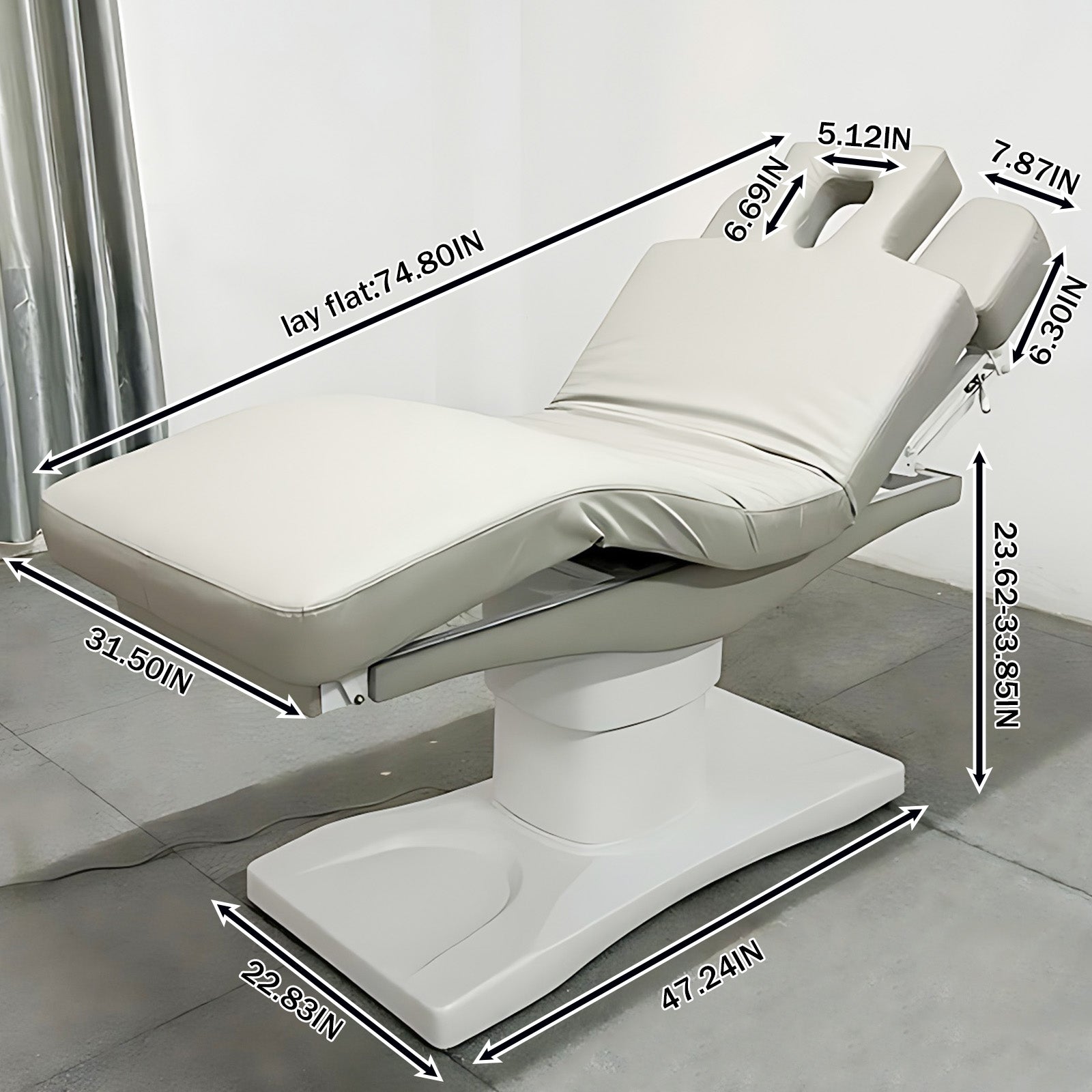 Grey Massage Table Spa Treatment Table with Multifunctional Lifting Adjustment & Comfortable Headrest