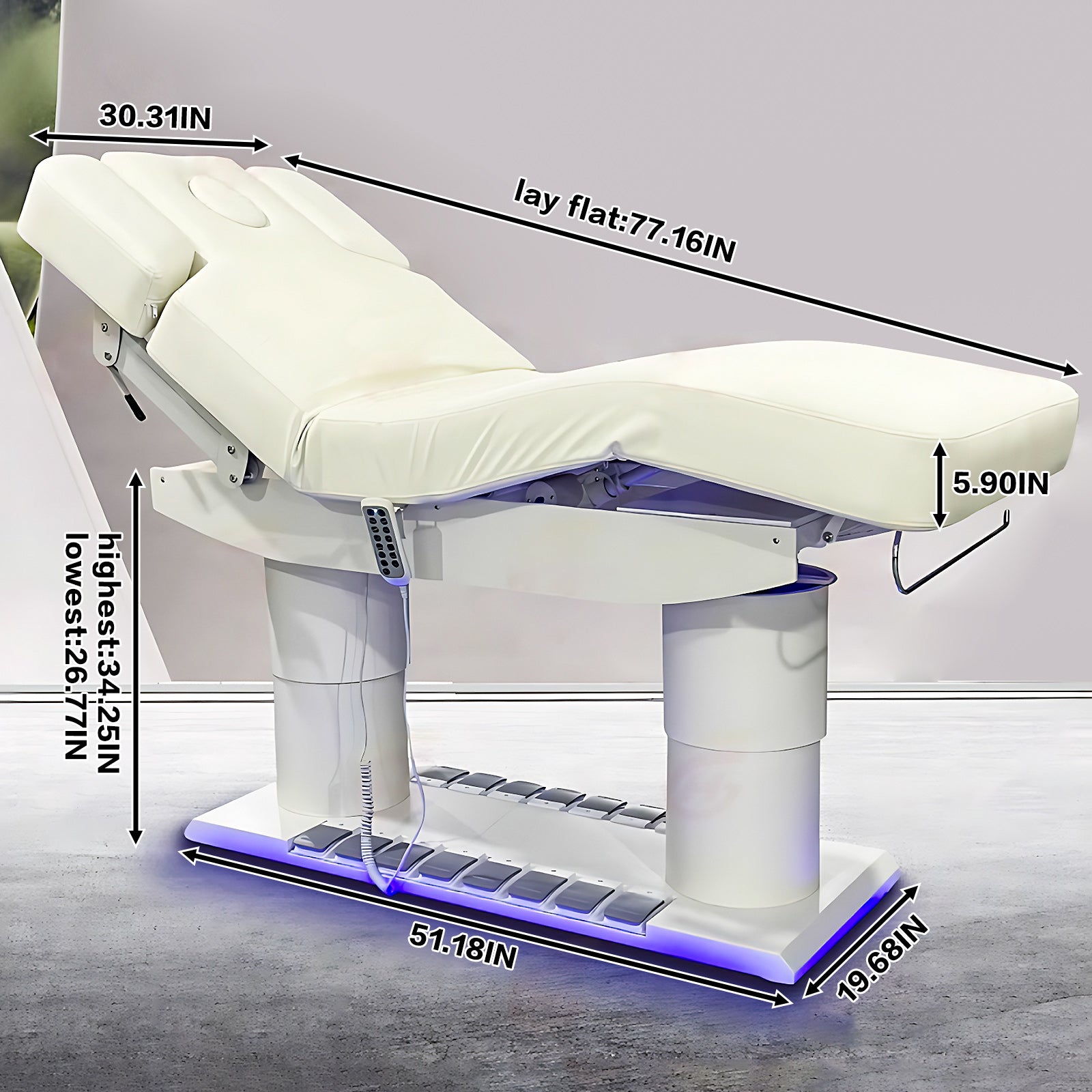 Massage Table Facial Beauty Bed Includes Adjustable Angle and Height Heating Function