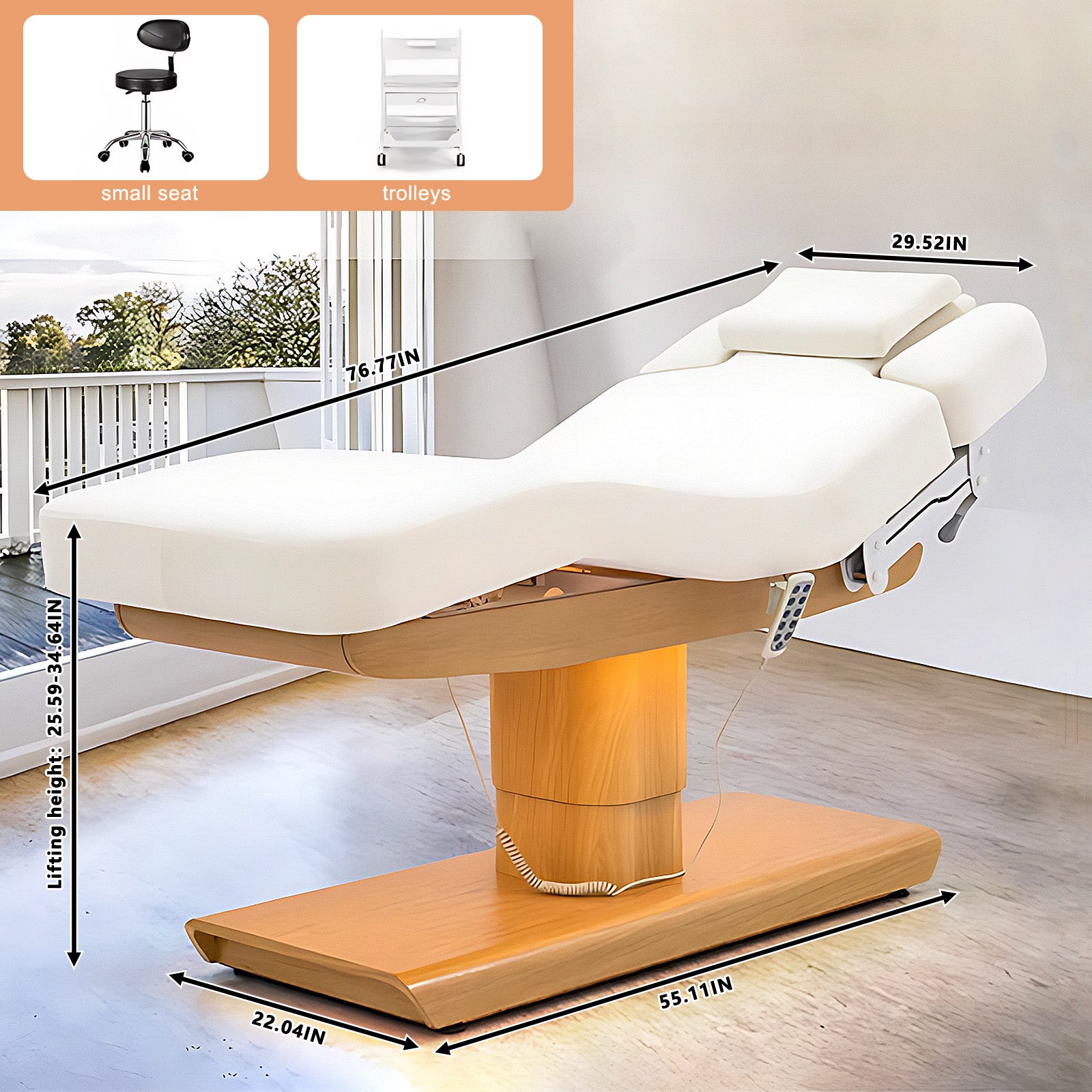 Intelligent Heated Massage Table with Adjustable Armrest