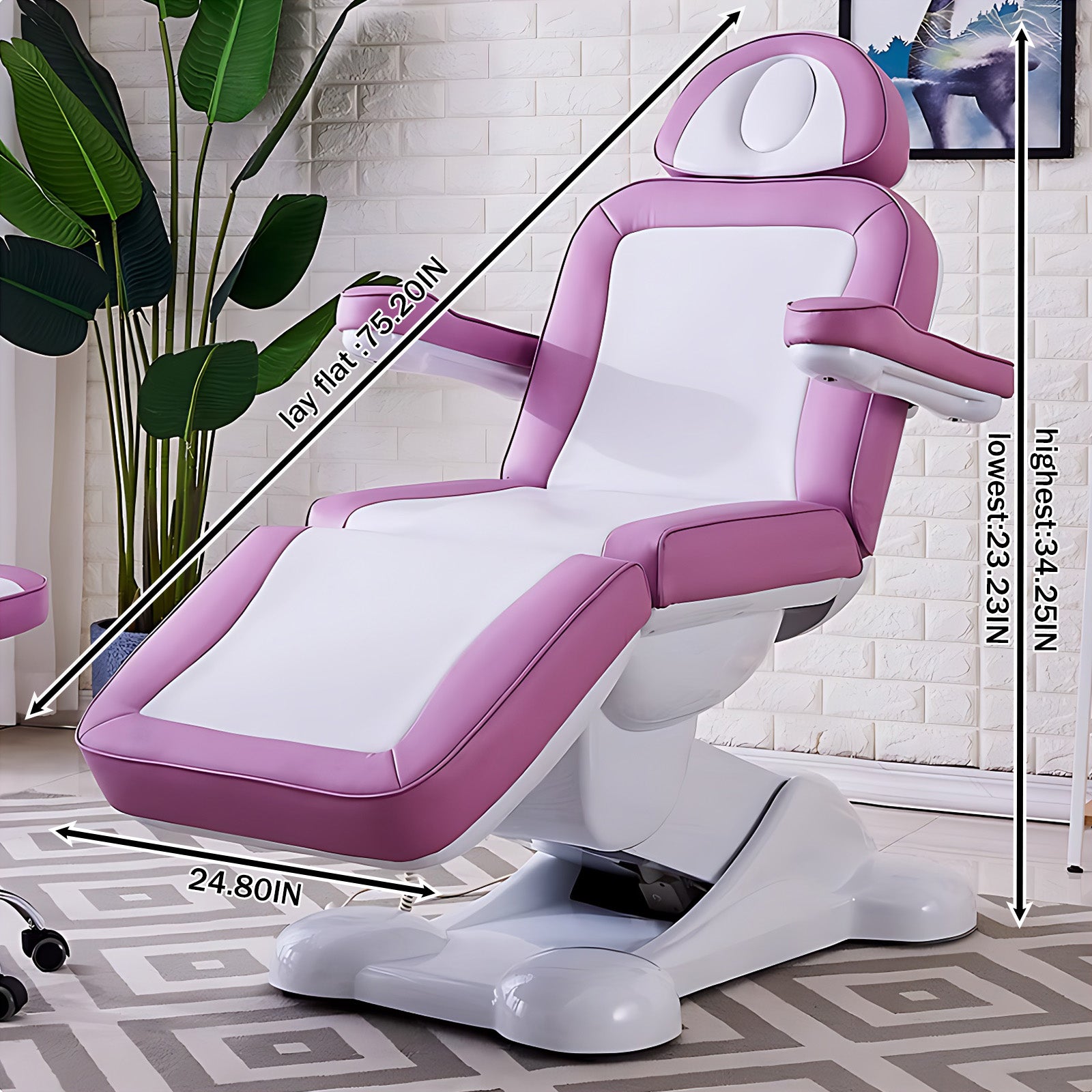 Electric Massage Table with Pink and White Style Facial Beauty Bed Includes Multifunctional Lifting Adjustment