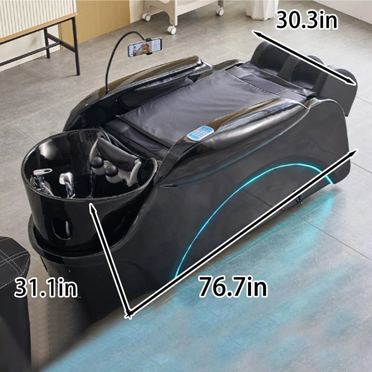 Full Body Massage Head Spa Shampoo Bed Sleek Black Appearance LXT1086