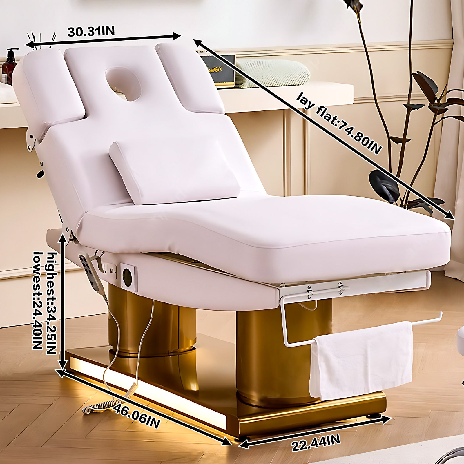 Intelligent Multi-Angle Adjustment Beauty Massage Table Bed Heating with USB and LED