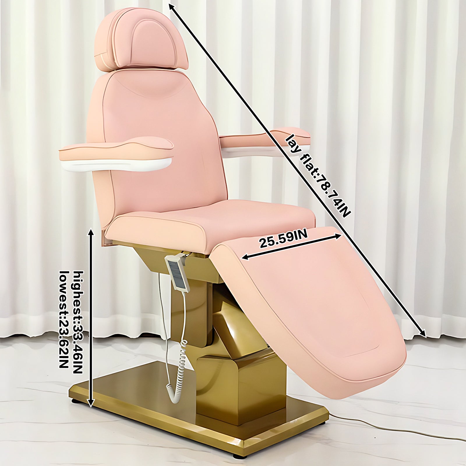 Smart Multifunctional Electric Spa Facial Beauty Chair Pink with Medal Base