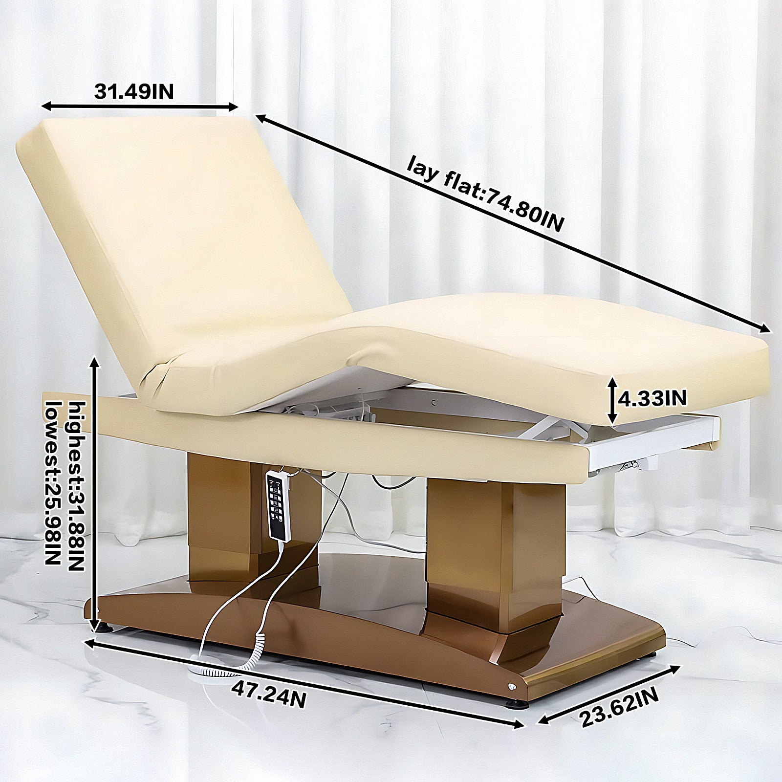 4.0 Motor Massage Table-Electric Massage Table with White Modern Double Column Design Smart Heating