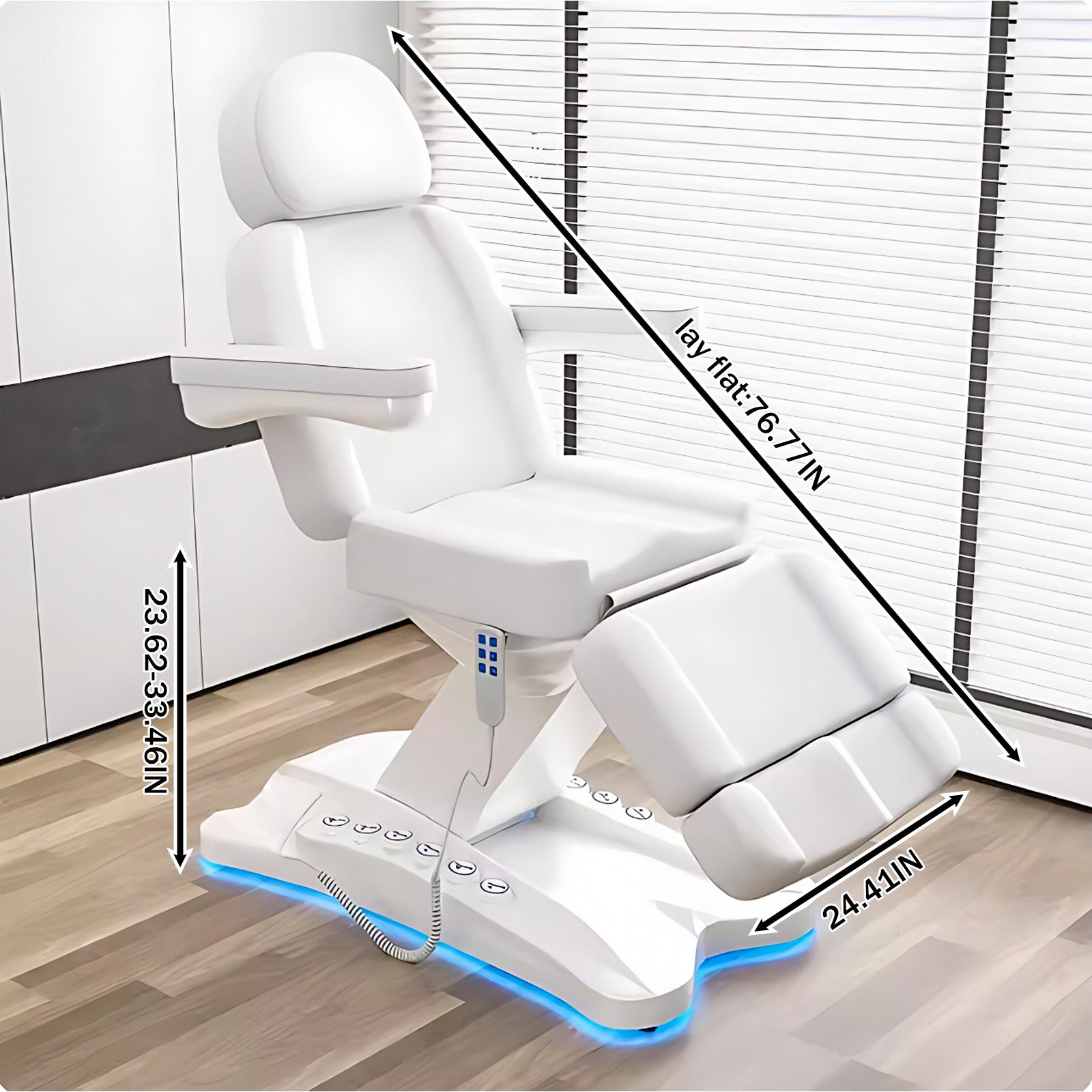 Electric Massage Table with White Strip Ambient Light Design Spa Beauty Bed Includes Comfortable Headrest and Armrest for Beauty Salon