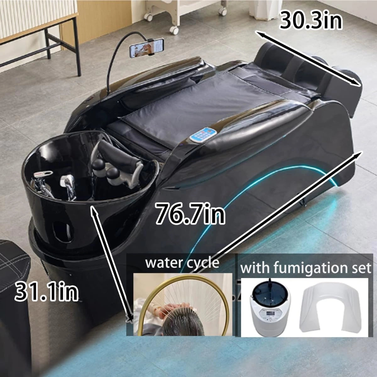 Full Body Massage Head Spa Shampoo Bed Includes Steam Therapy LXT1083