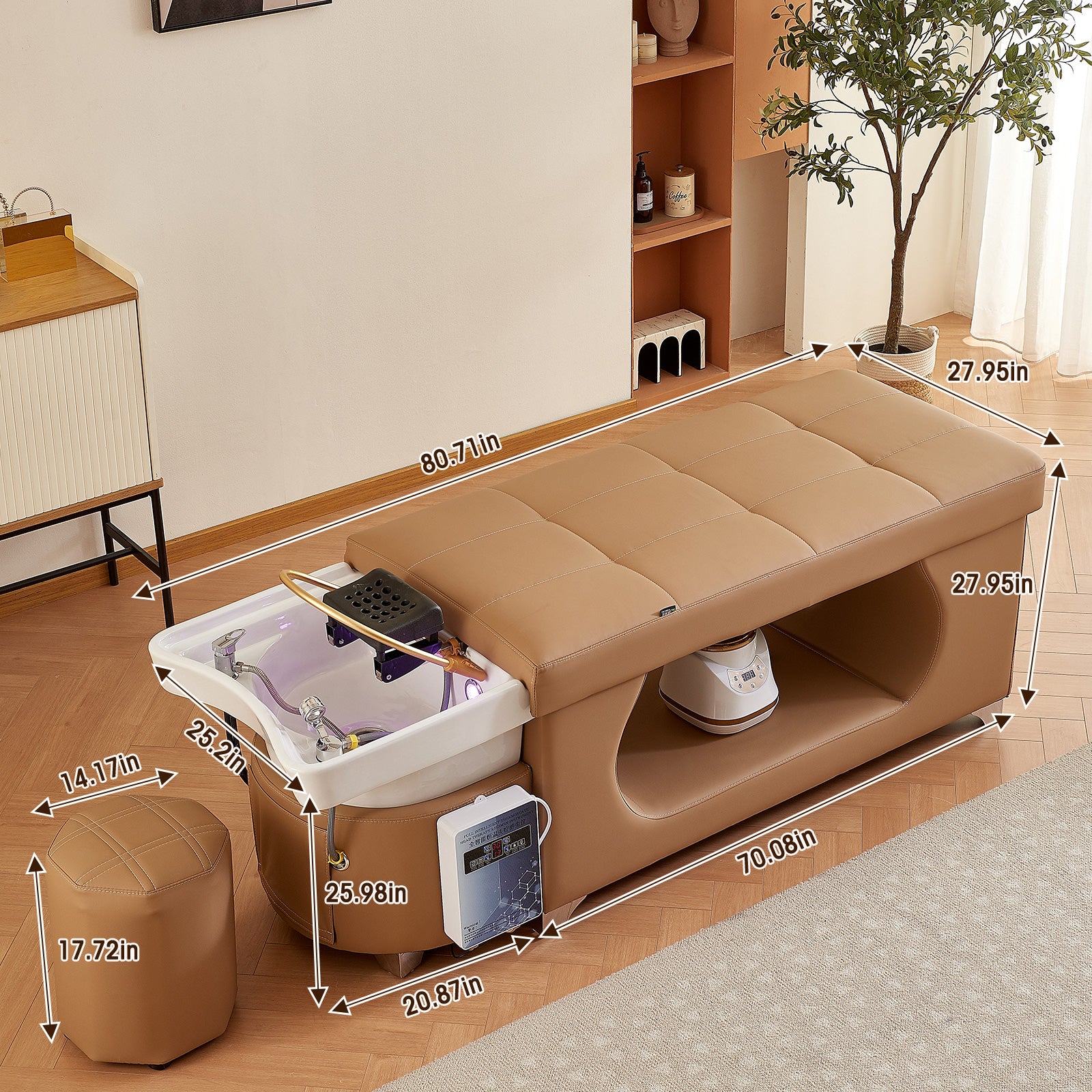 Multifunctional Shampoo Massage Salon Bed with Storage Space Basin and Fumigation