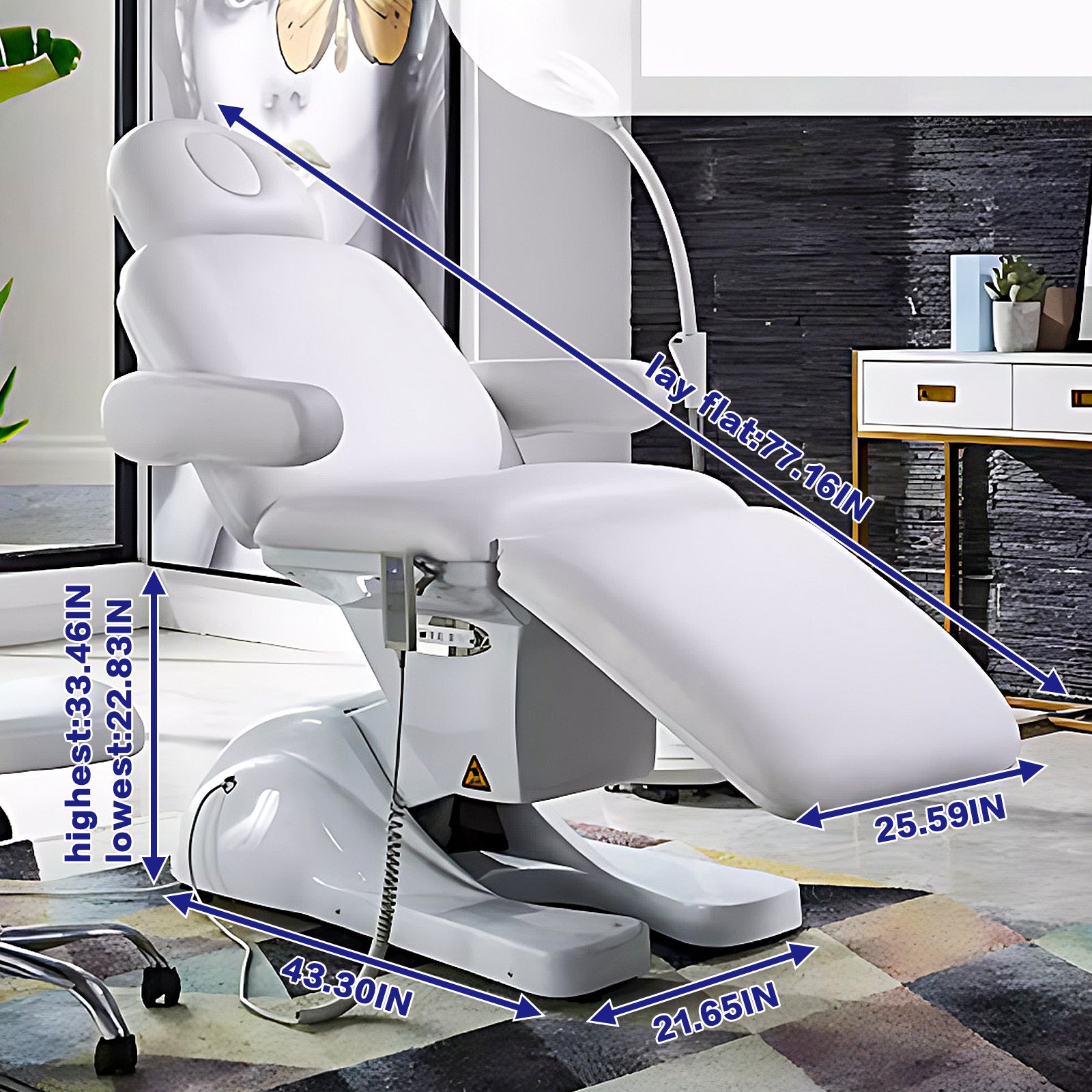 Multi-angle Adjustment Massage Table White with USB