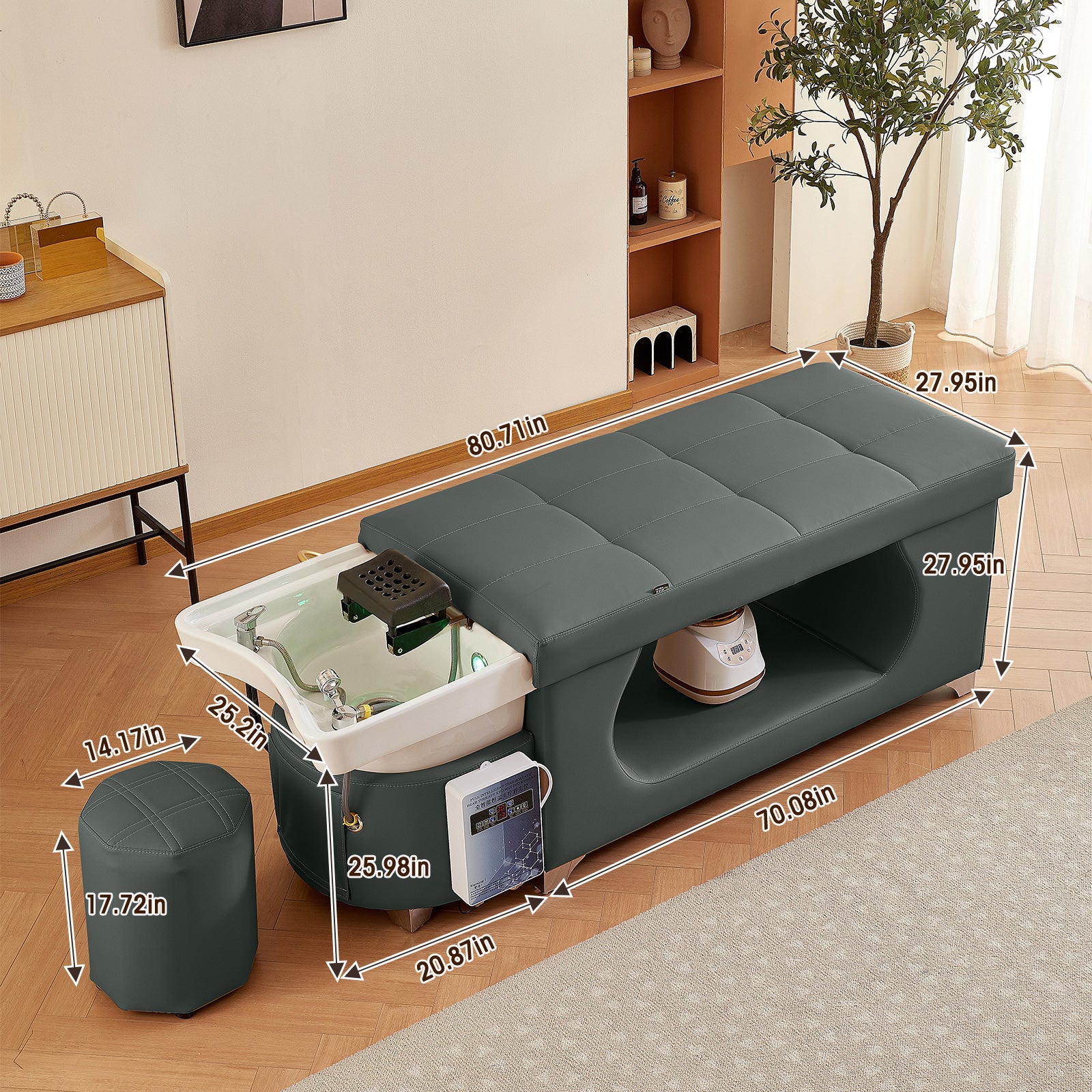 Salon Multi-functional Thai Style Shampoo Bed Fumigation Heater and Water Circulation