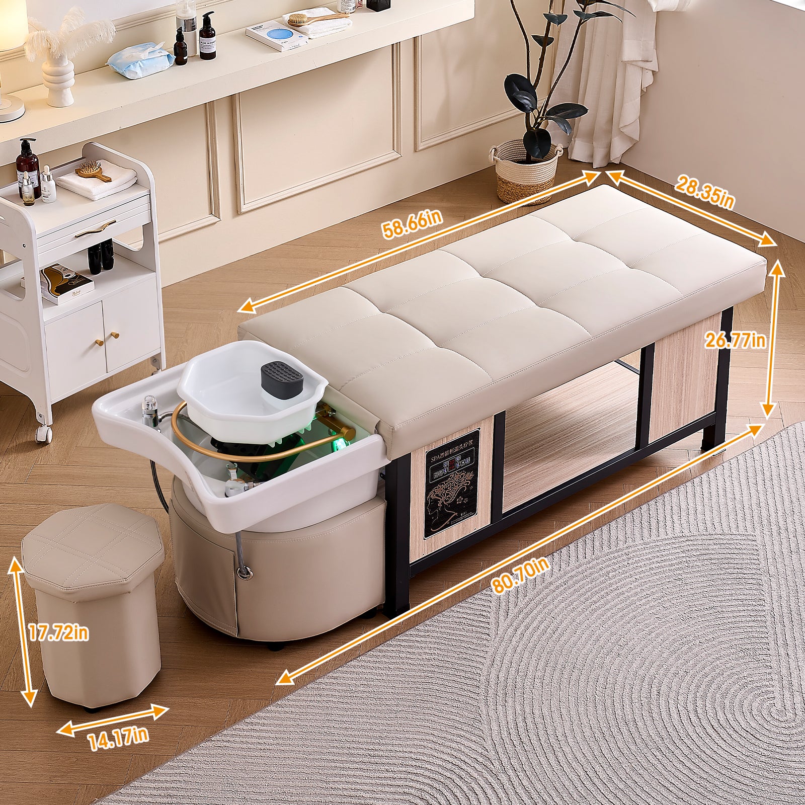 Multifunctional Hair Salon Head Spa Bed with Fumigation and Water Circulation