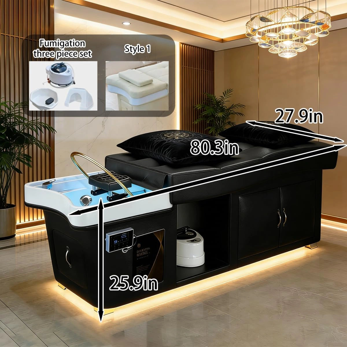 Head SPA Black Shampoo Bed with Modern Color Design LXT1072