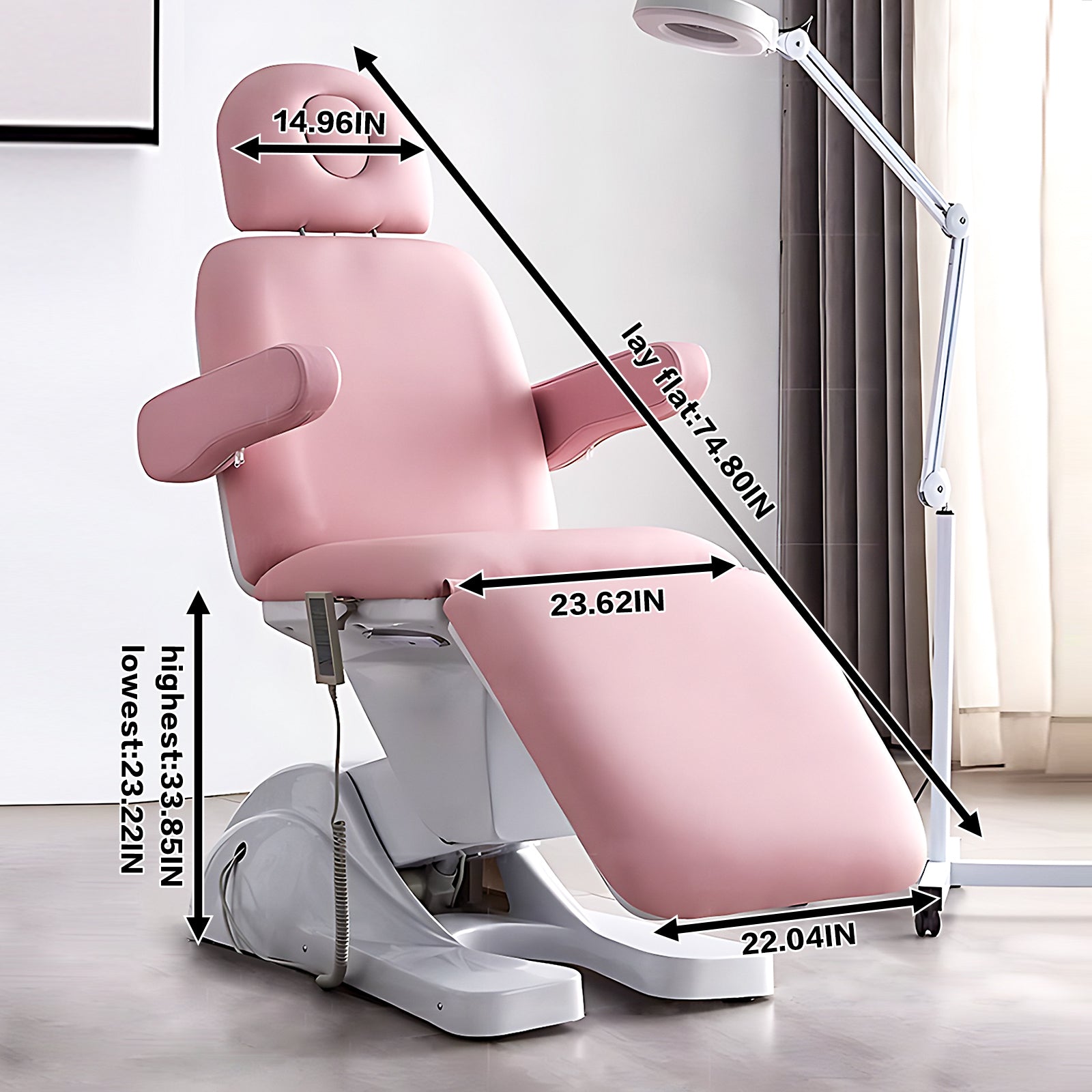 SPA Beauty Facial Chair Multi-Angle Adjustment Smart Operation Pink Style