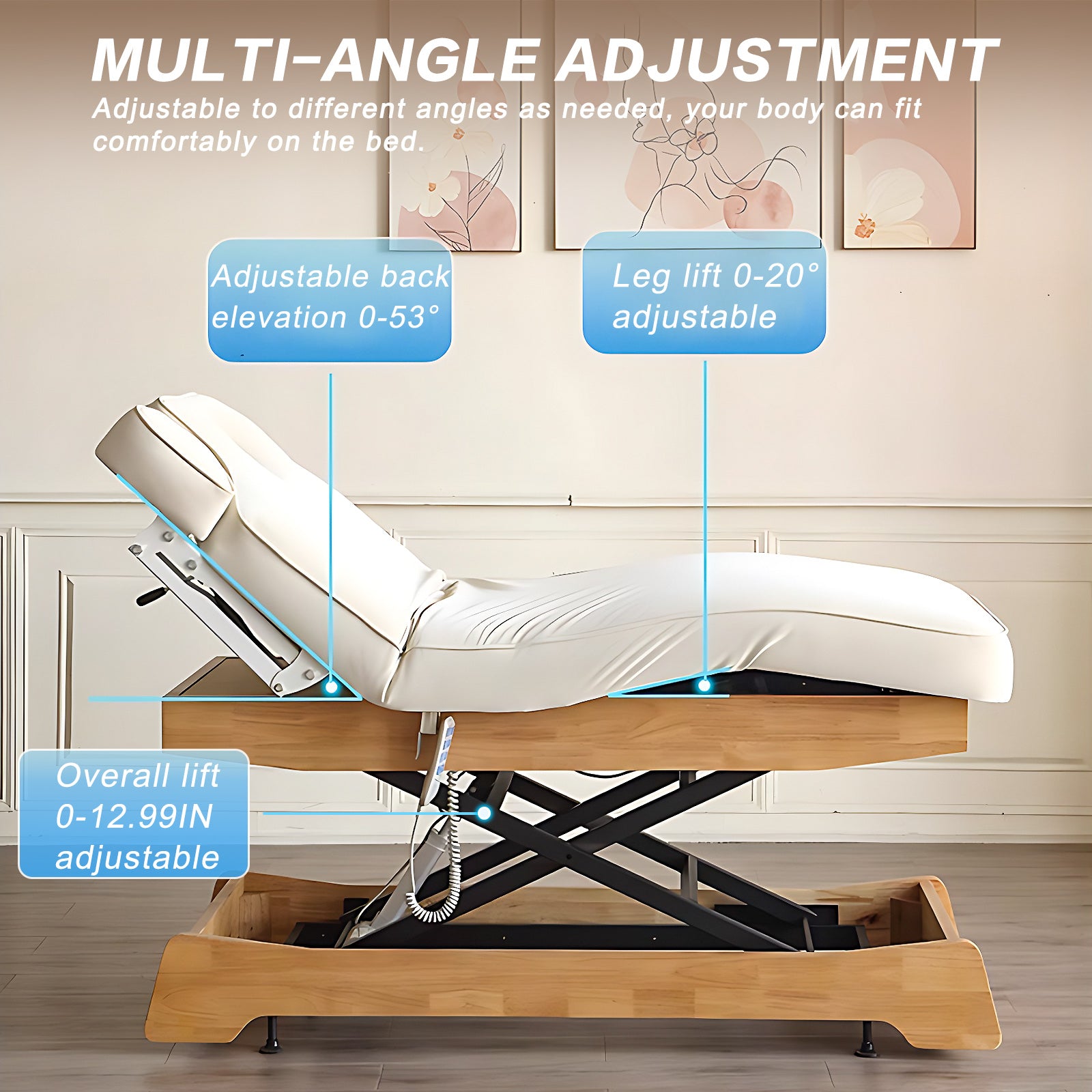 Smart Multi-angle Adjustment Massage Table Facial Beauty Bed with Heating Function