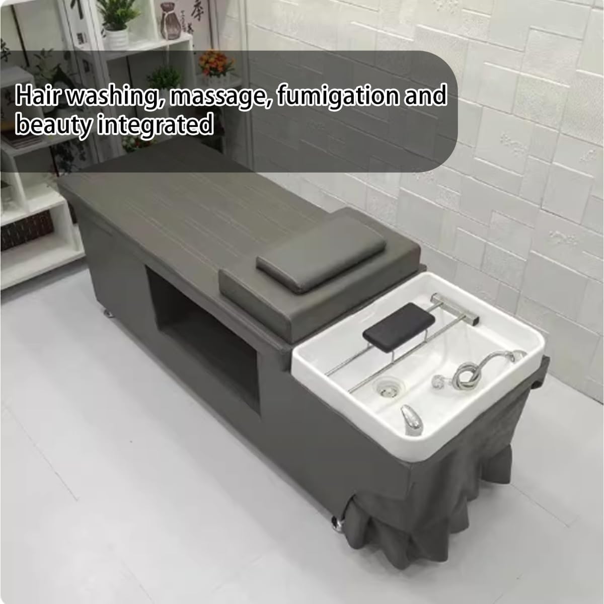 Gray Hair Spa Includes Fumigation & Storage Space Shampoo Bed LXT-1060