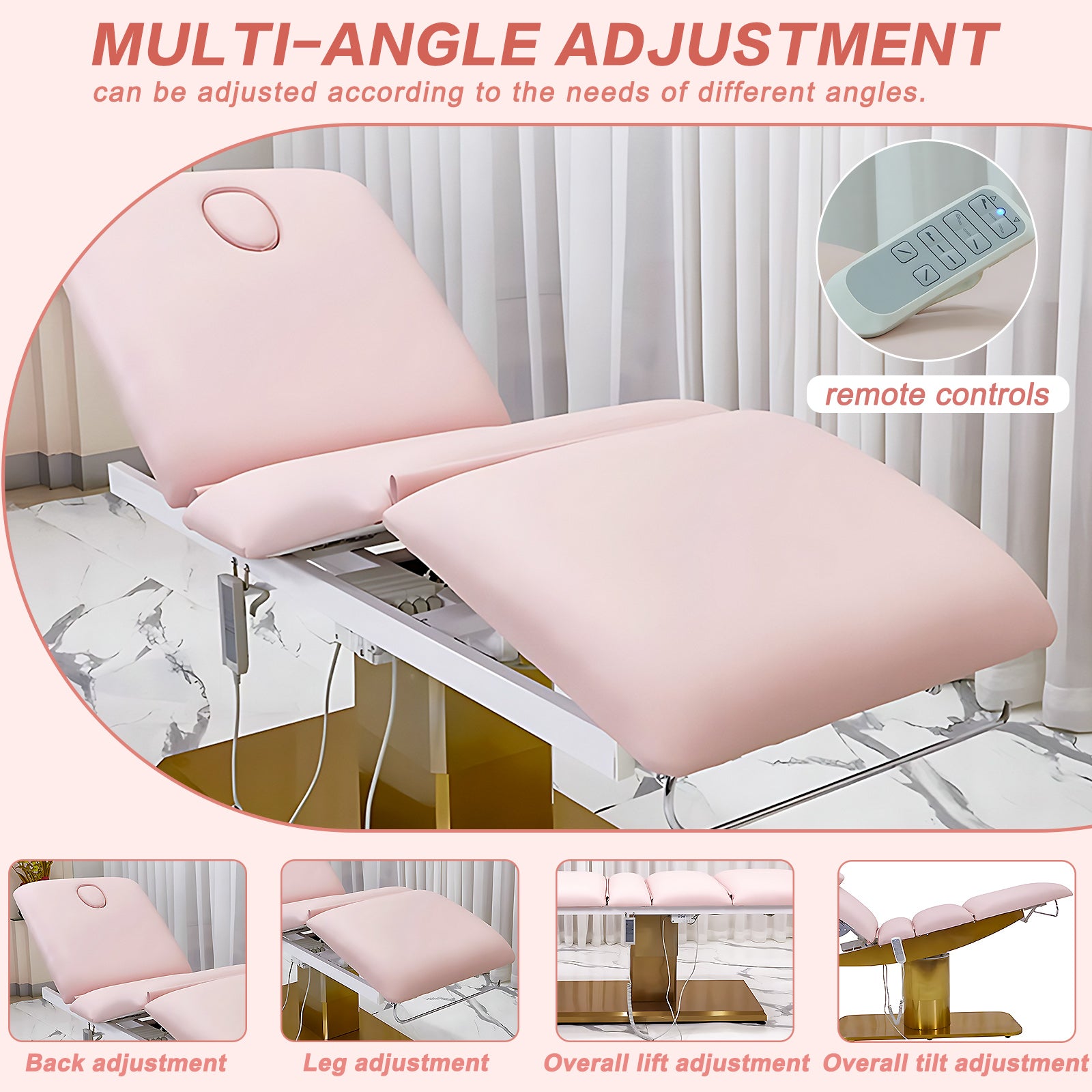 Electric Massage Table SPA Facial Bed Includes Multi-Angle and Height Adjustable