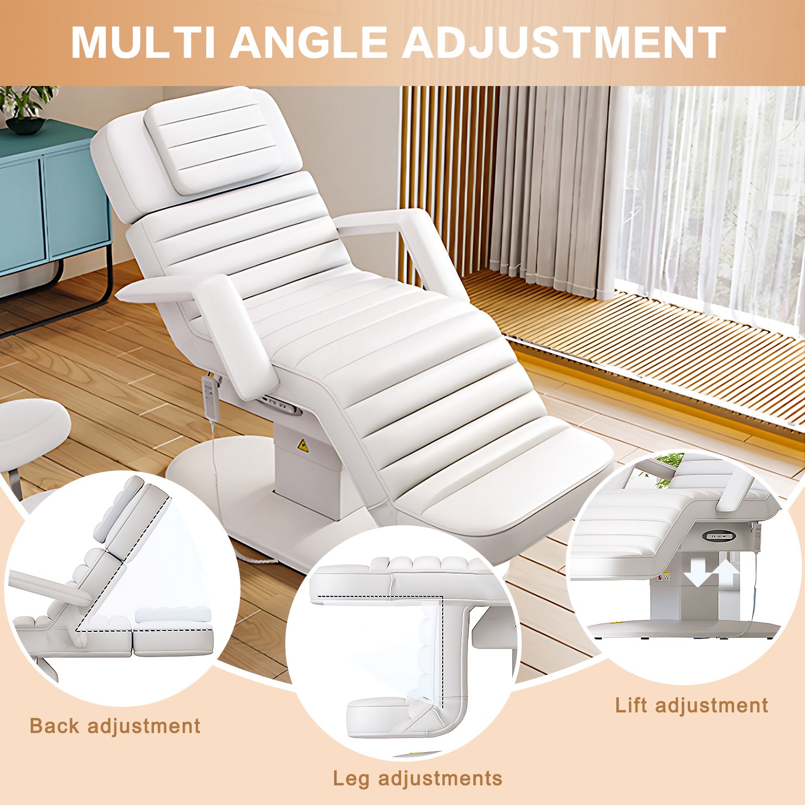 Electric Massage Spa Facial Beauty Chair Multi-Angle Adjustment Minimalist Design