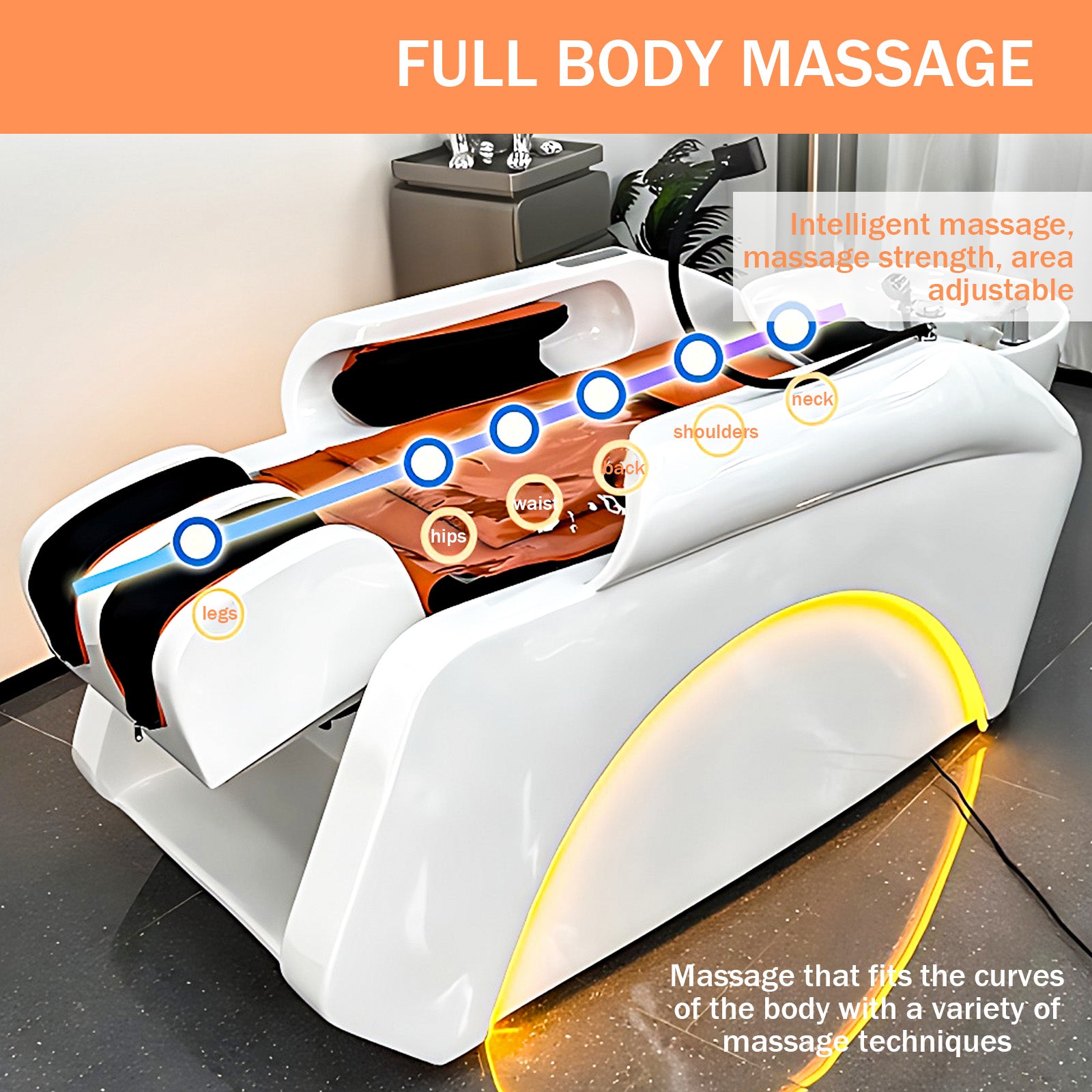 Head Spa Equipment & Massage Bed Includes Water Cycle Fumigation and Ambient Light