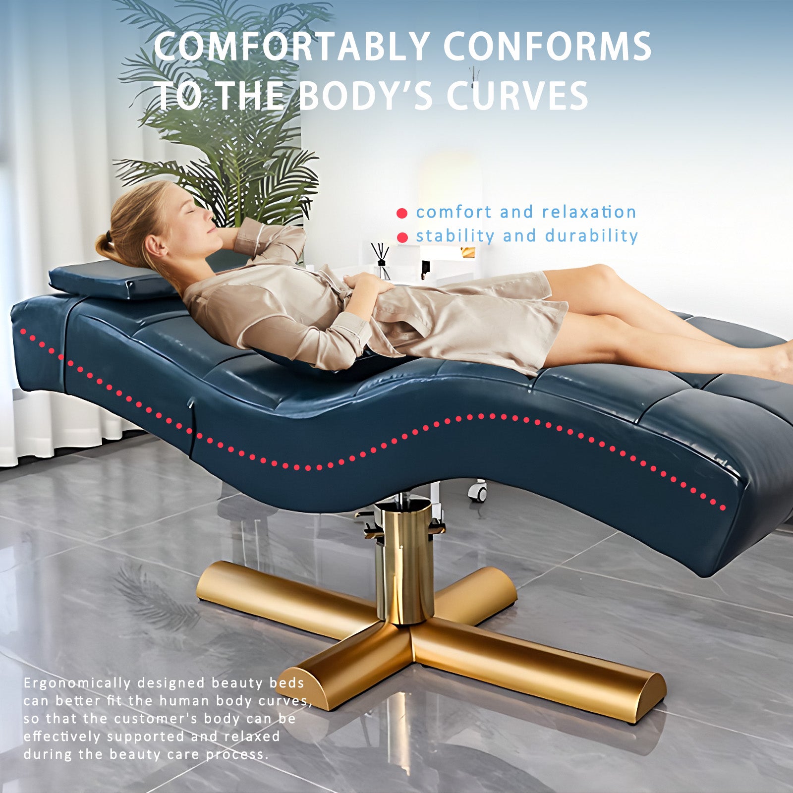 Massage Table with SL Curve Ergonomic Design (Blue)