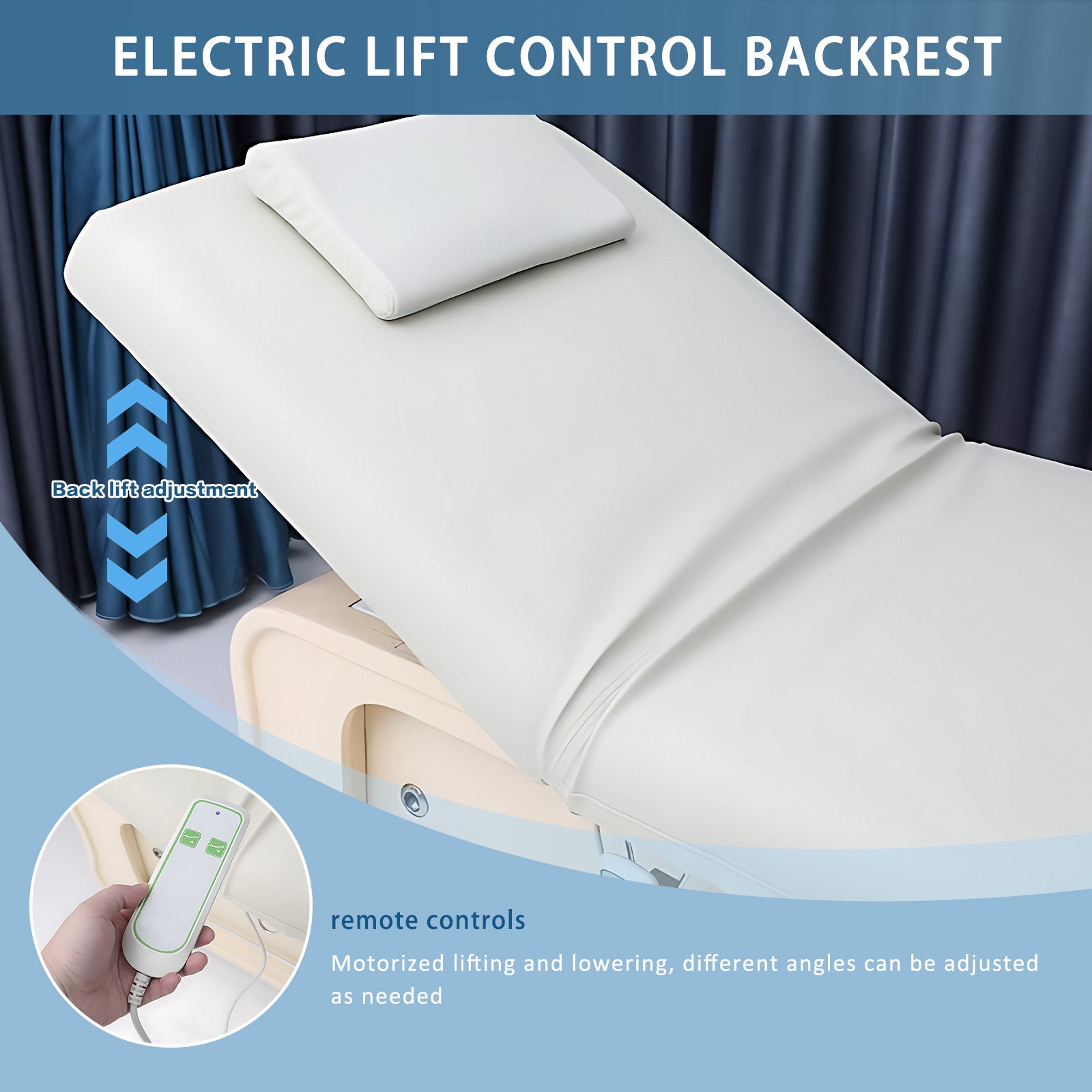 Electric Massage Table with Adjustable Backrest & Heating Function