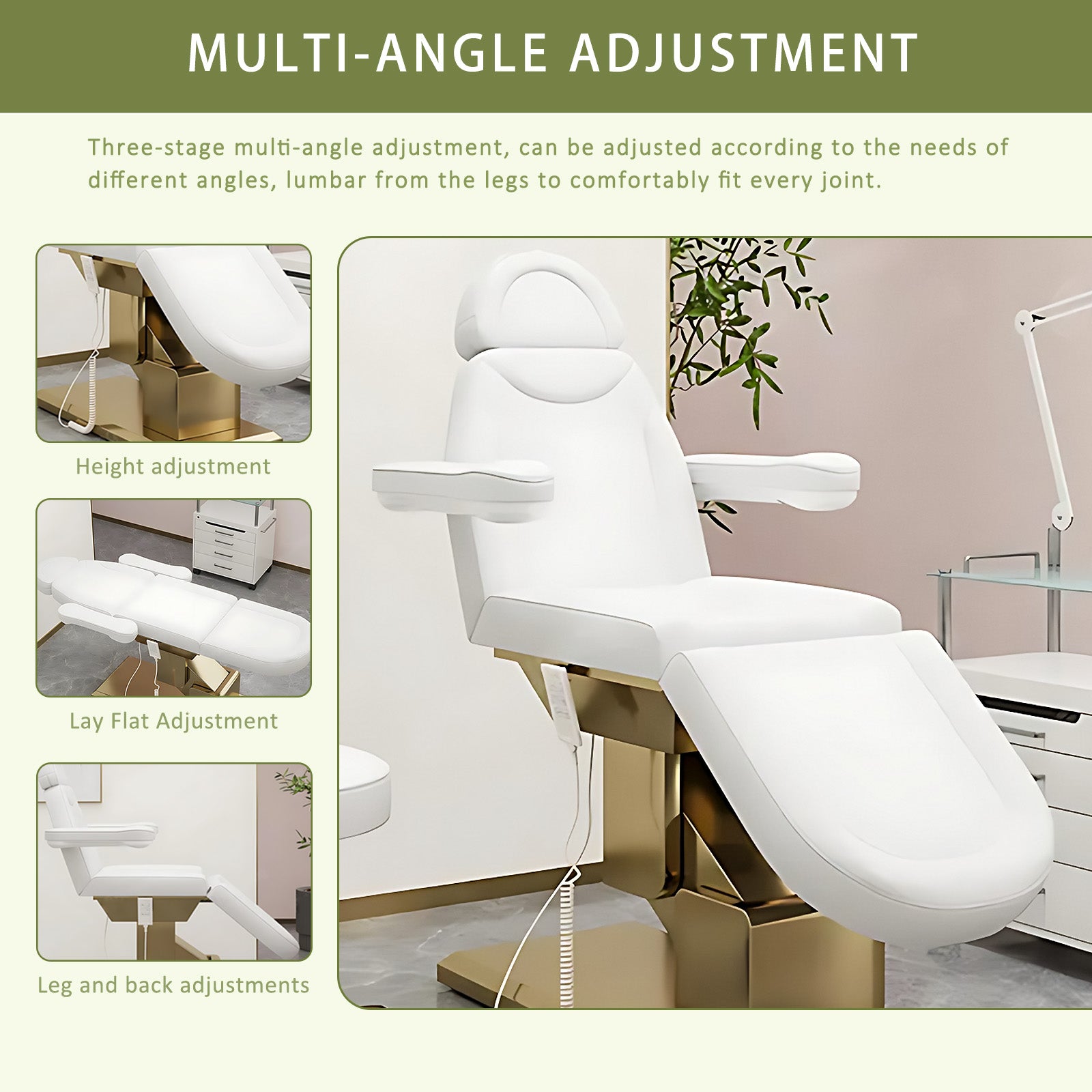 Electric Facial Beauty Chair Massage Table Includes Multi-Angle Adjustment