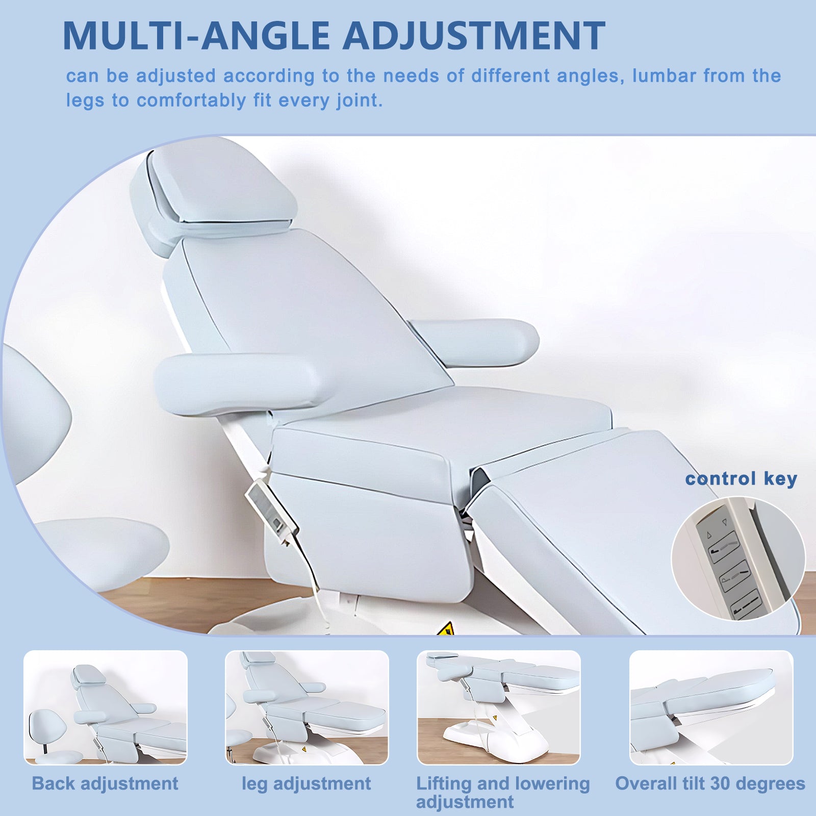 Electric Massage Table Leather with Headrest and Armrest are Removable