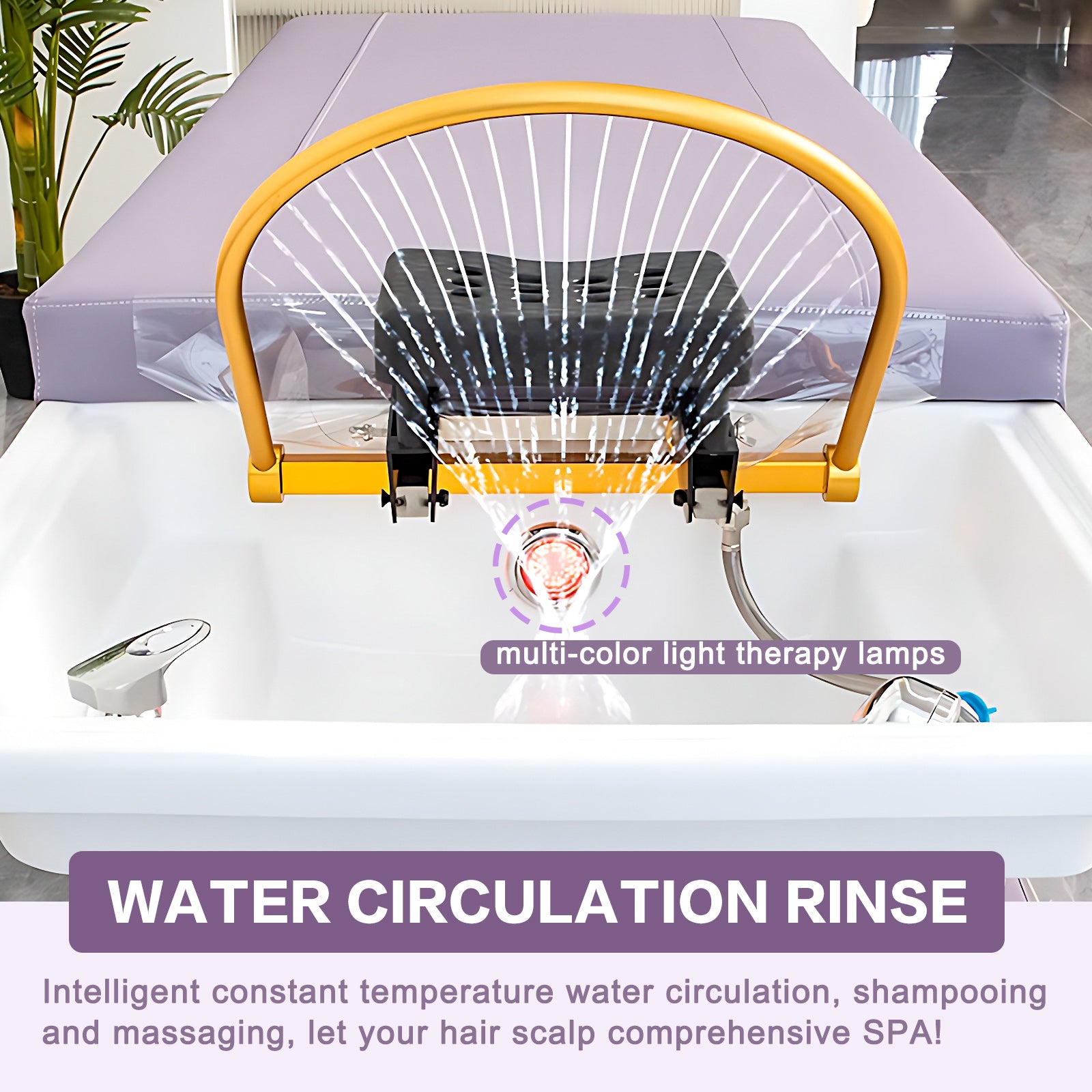 Salon Shampoo Bed Massage Table with Storage and Water Circulation